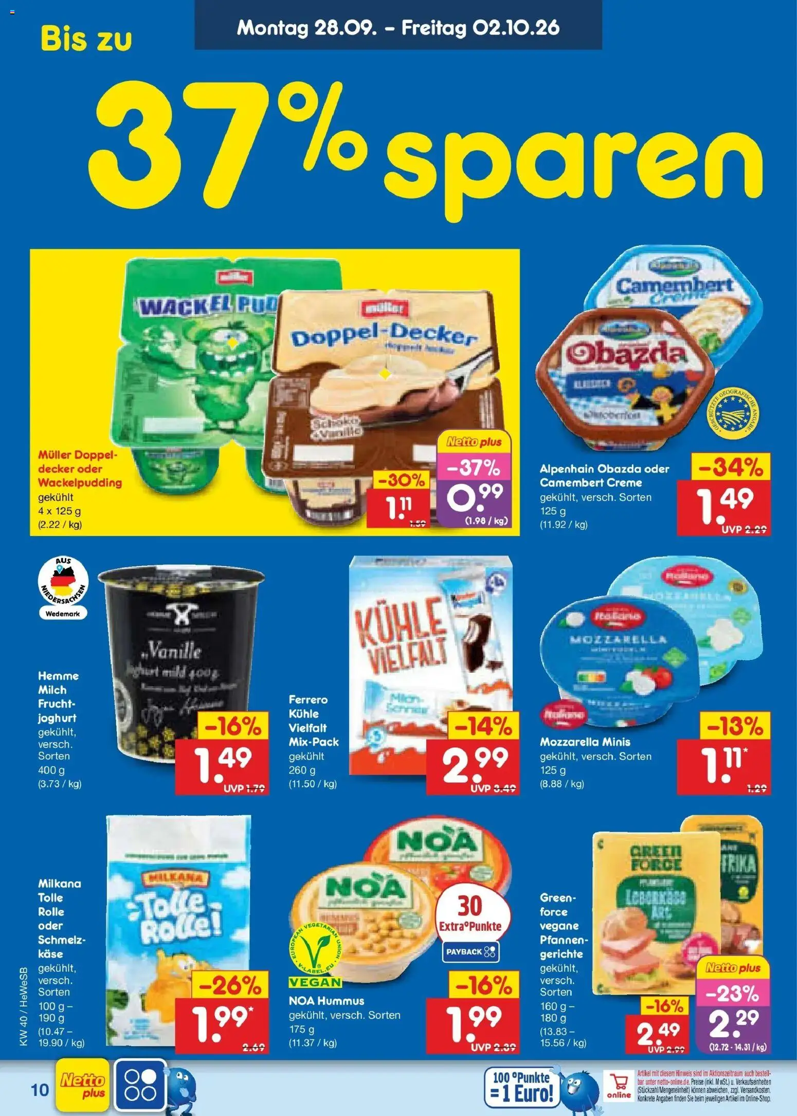 Netto Marken-Discount Prospekt Hamburg – gültig ab 28.09.2026 | Seite: 14 | Produkte: Milch, Milkana, Creme, Gerichte
