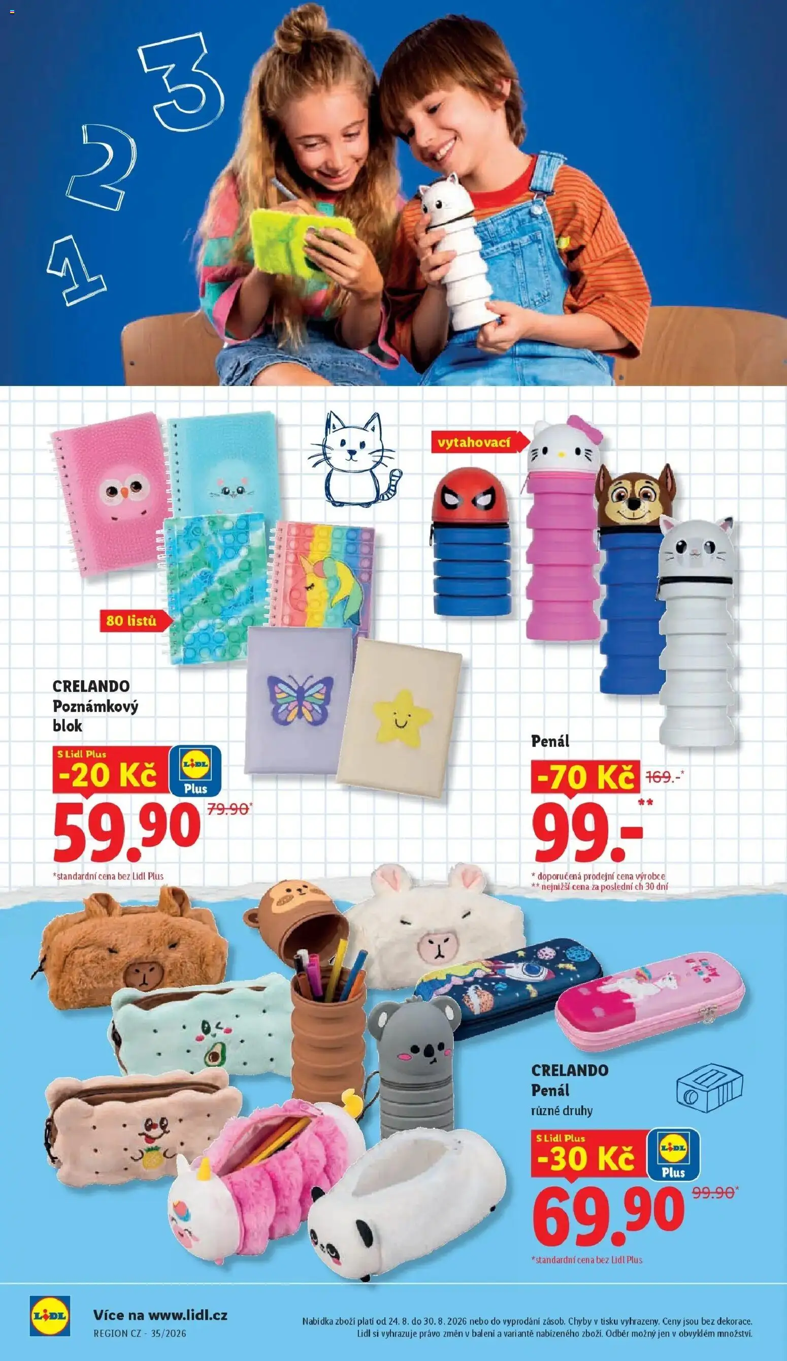 Lidl leták od 17.08.2026 - Nový akční leták | Strana: 26 | Produkty: Penál, Notebook, Blok
