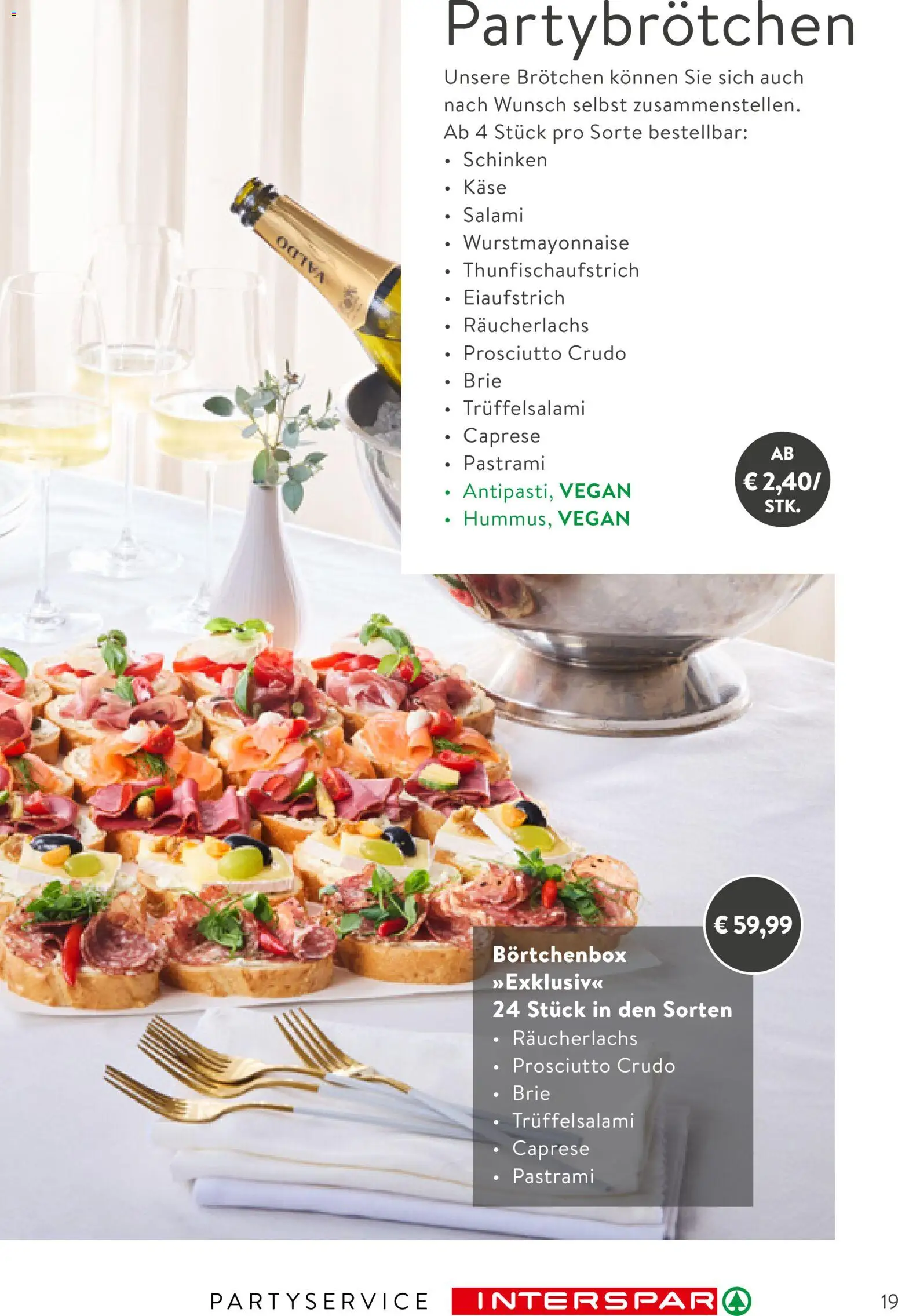 Interspar Party Service gültig ab 26.01.2026 | Seite: 19 | Produkte: Käse, Salami, Schinken