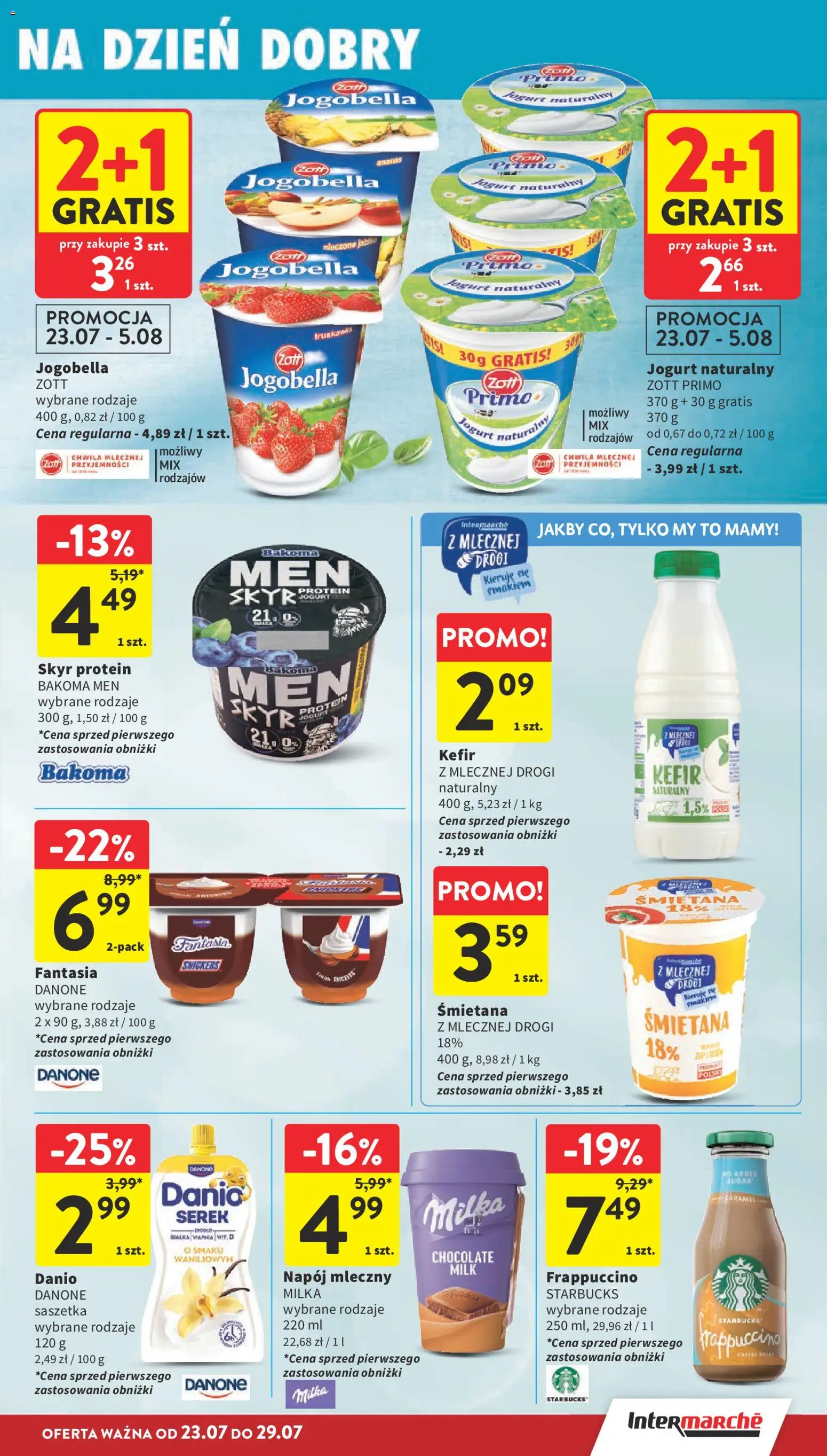 Intermarche gazetka od 23.07.2026 | Strona: 19 | Produkty: Kefir, Jogurt naturalny, Kefir naturalny, Śmietana