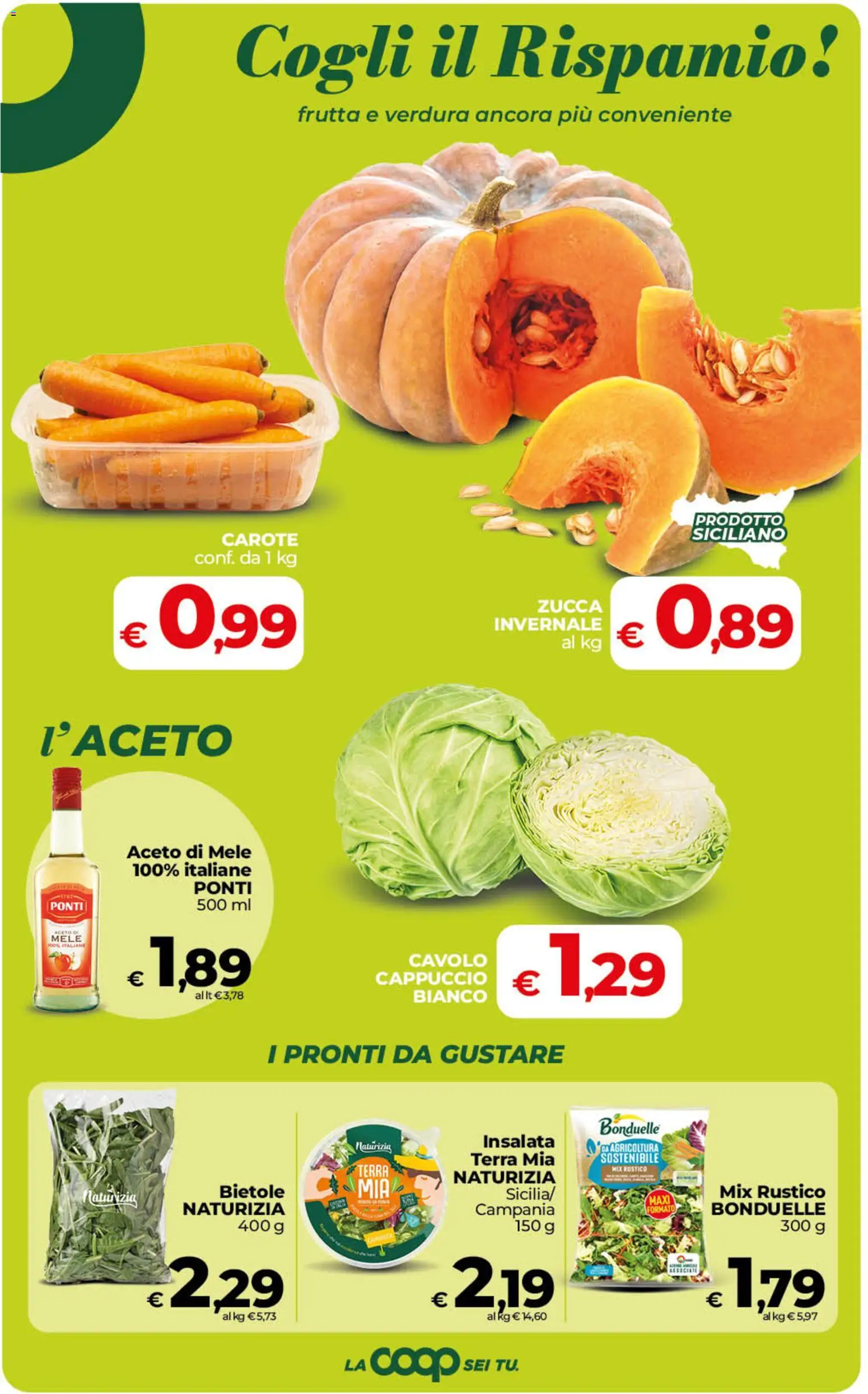 Volantino COOP del 22/09/2026 | Pagina: 16 | Prodotti: Insalata, Zucca, Aceto, Cavolo cappuccio