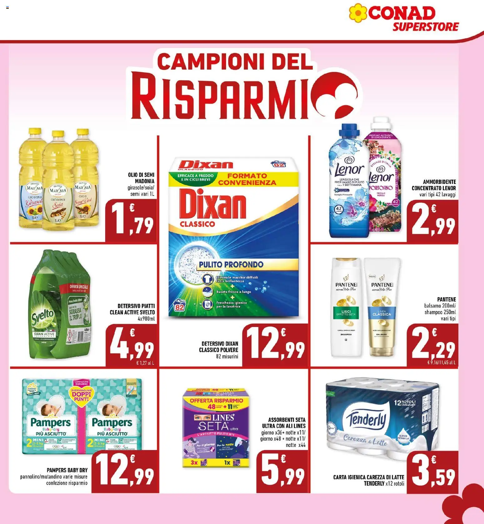 Volantino Conad del 06.05.2026 | Pagina: 3 | Prodotti: Carta igienica, Olio, Lavatrice, Pampers