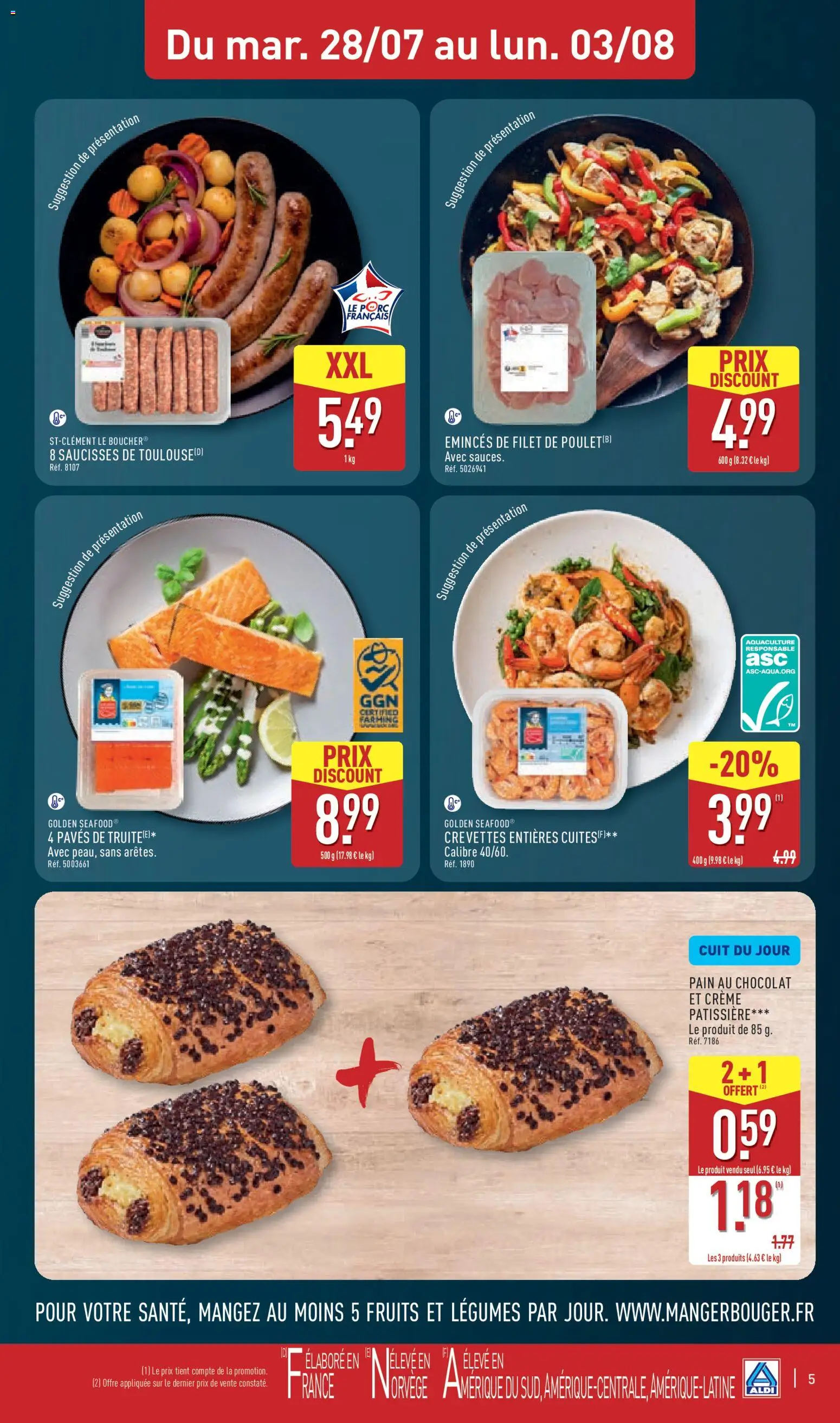 {H1} | Page: 9 | Produits: Crevettes, Pain au chocolat, Pain, Chocolat