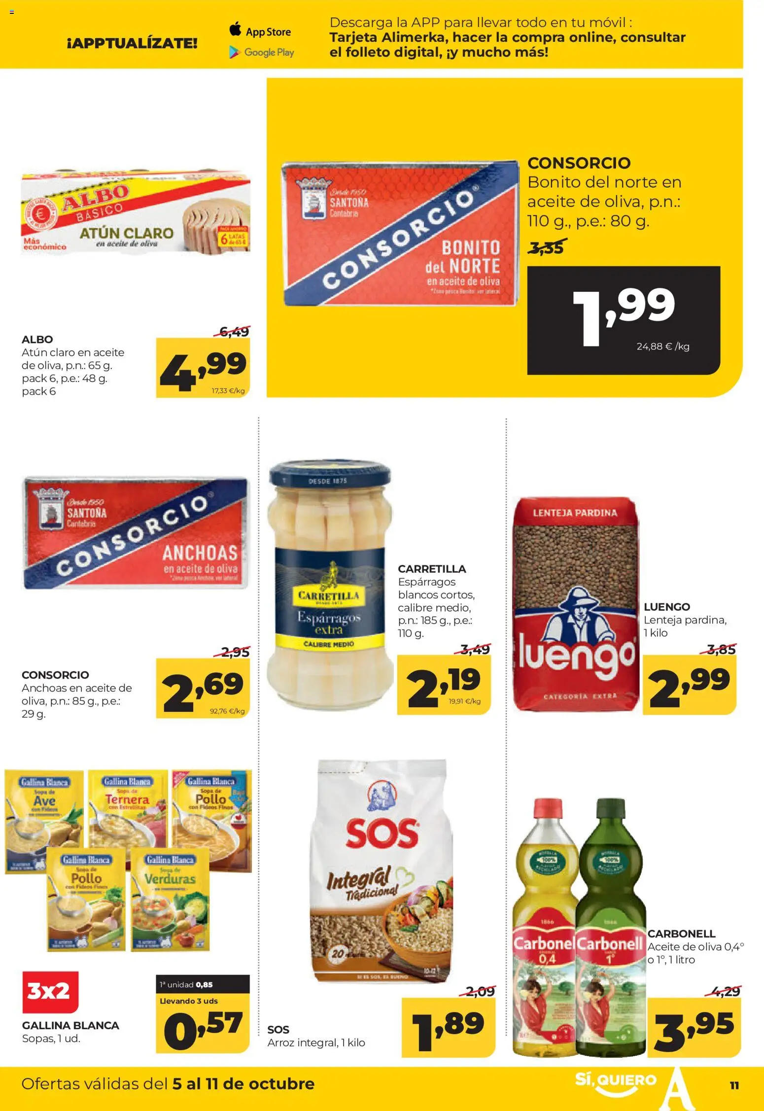 Alimerka folleto Castilla y León │ válido desde el 05/10/2026 | Página: 11 | Productos: Atún, Espárragos, Móvil, Atún claro