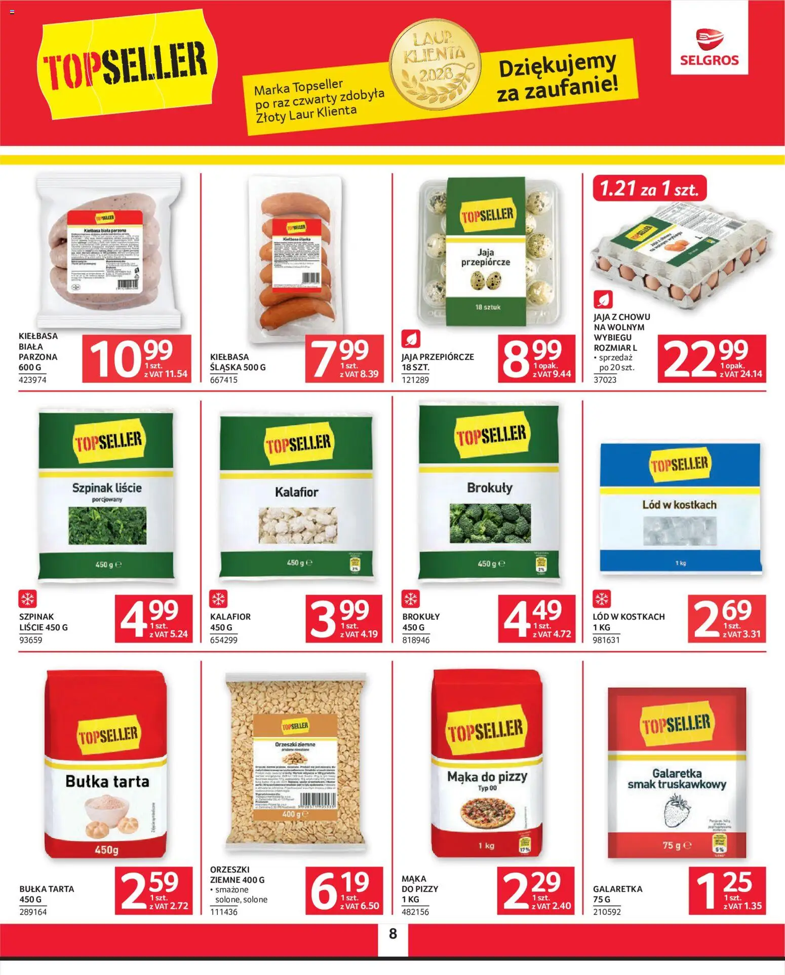 Selgros cash&carry gazetka od 27.08.2026 | Strona: 8 | Produkty: Lód, Jaja przepiórcze, Kiełbasa śląska, Bułka