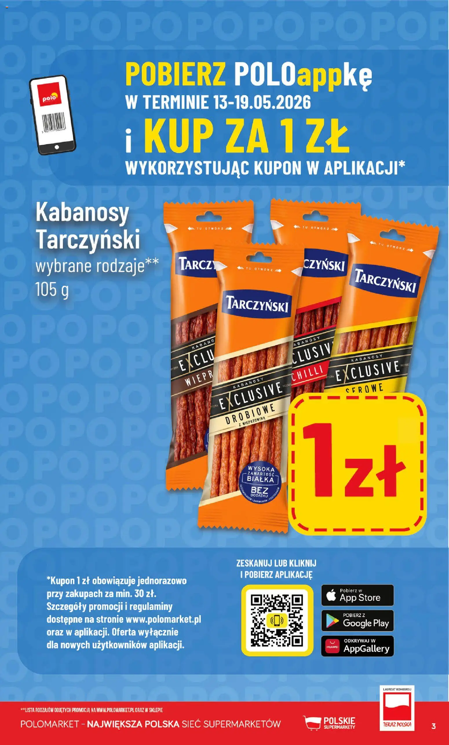 POLOmarket gazetka - Kupuj taniej z POLOappką od 13.05.2026 | Strona: 3 | Produkty: Kabanosy, Wieprzowina