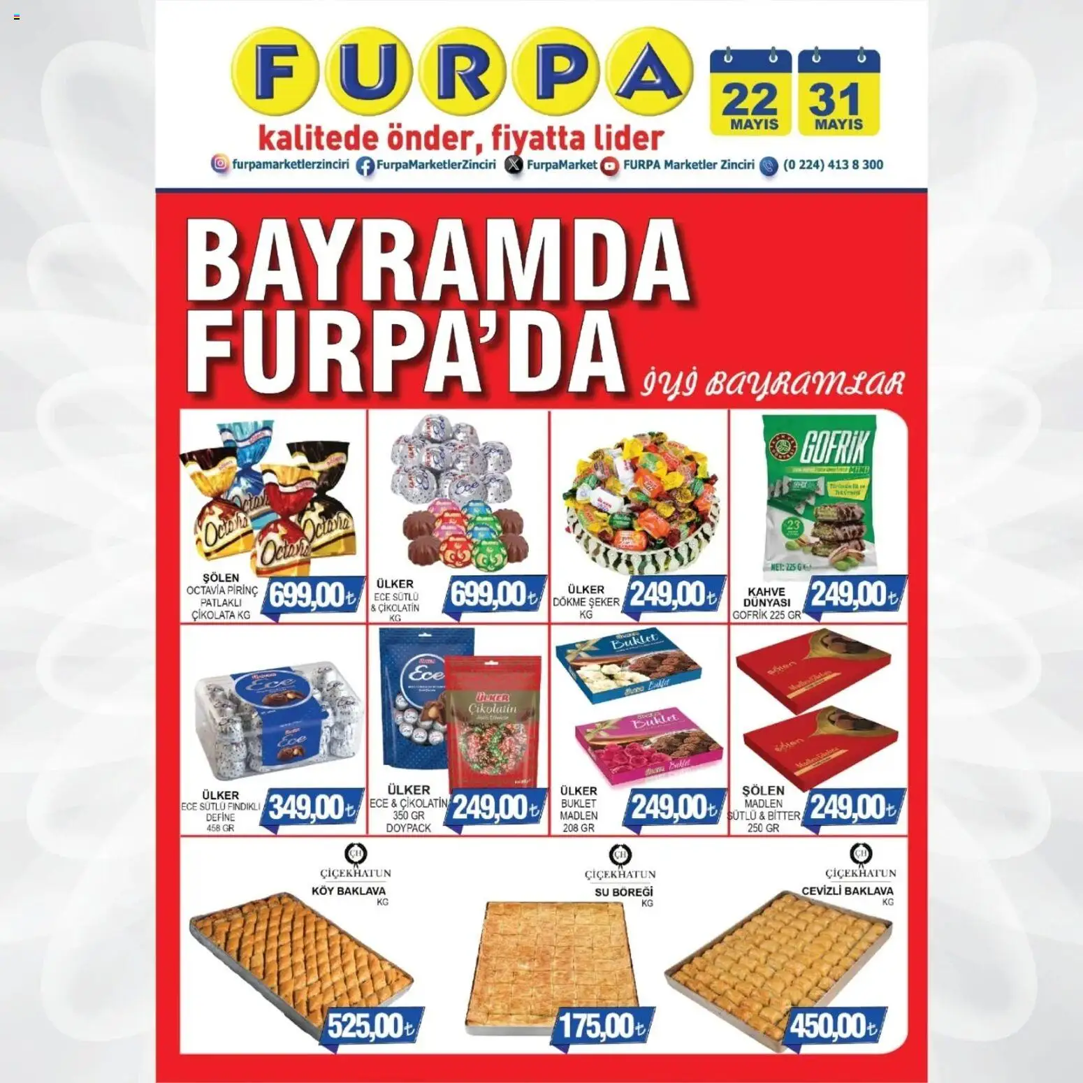 Furpa Katalog - 22.05.2026 tarihinden itibaren geçerlidir | Sayfa: 1 | Ürünler: Kahve, Çikolata, Şeker, Su