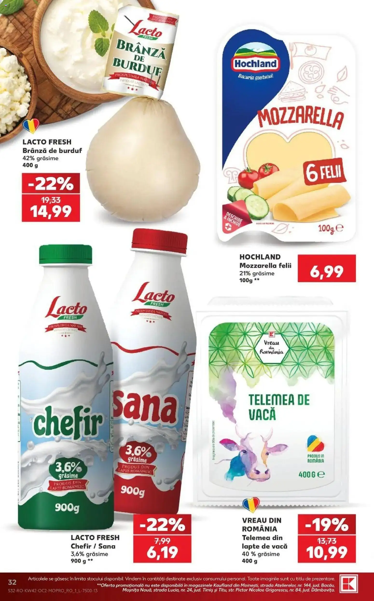 Kaufland Viseu de Sus 14.10.2026 - Revista si Oferta | Pagină: 32 | Produse: Mozzarella, Lapte, Brânză, Hochland
