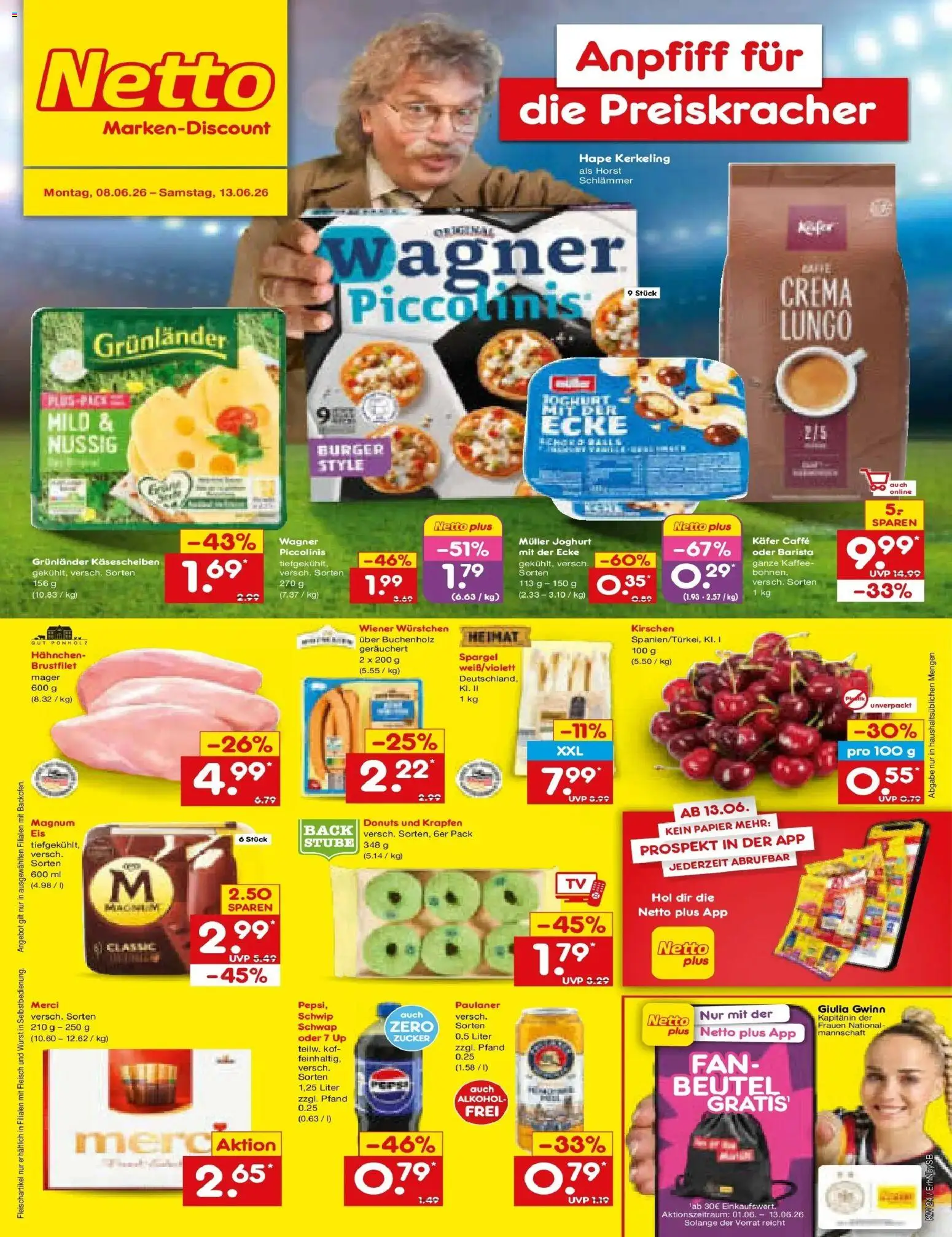 Netto Marken-Discount Prospekt Metten – gültig ab 08.06.2026 | Seite: 1 | Produkte: Hahnchen, Spargel, Zucker, Piccolinis