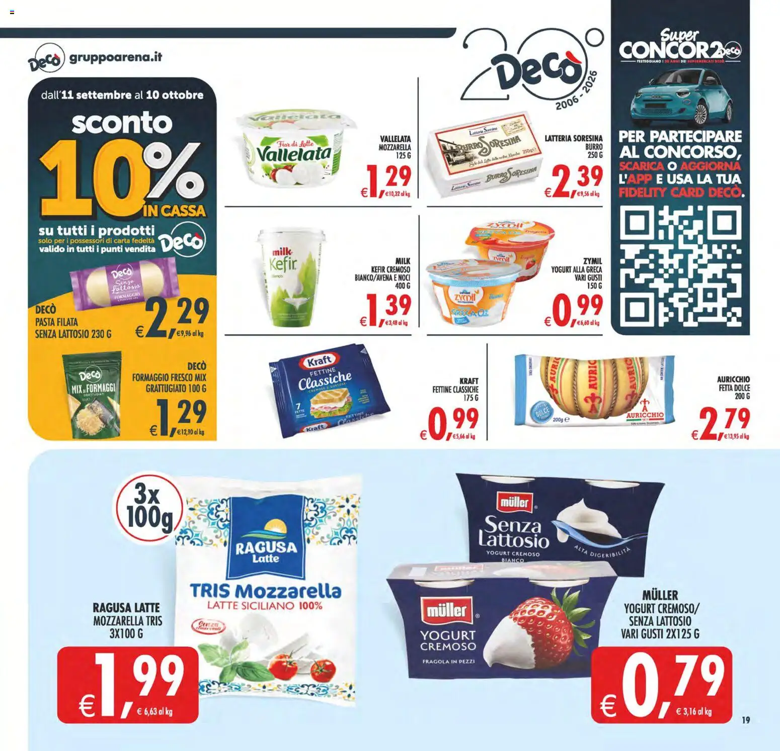 Volantino Decò del 02/10/2026 | Pagina: 19 | Prodotti: Yogurt, Mozzarella, Pasta, Yogurt cremoso