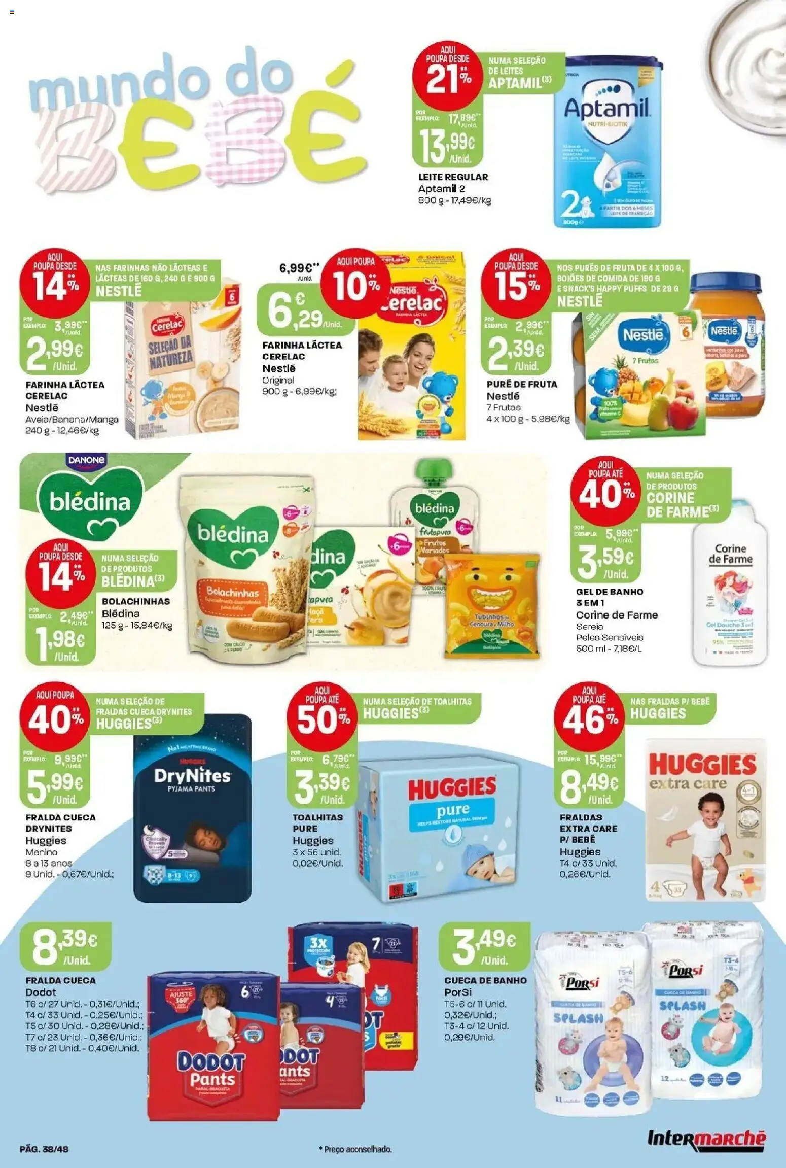 Intermarché - Isto é que são preços BAIXOS! │ válido de 04/06/2026 | Página: 38 | Produtos: Fraldas, Cálcio, Leite, Nestlé