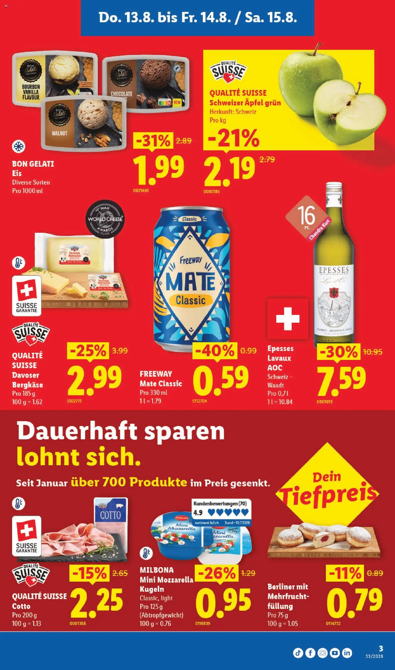 Lidl aktionen – gültig ab 13.08.2026 | Seite: 7 | Produkte: Äpfel, Bourbon, Eis