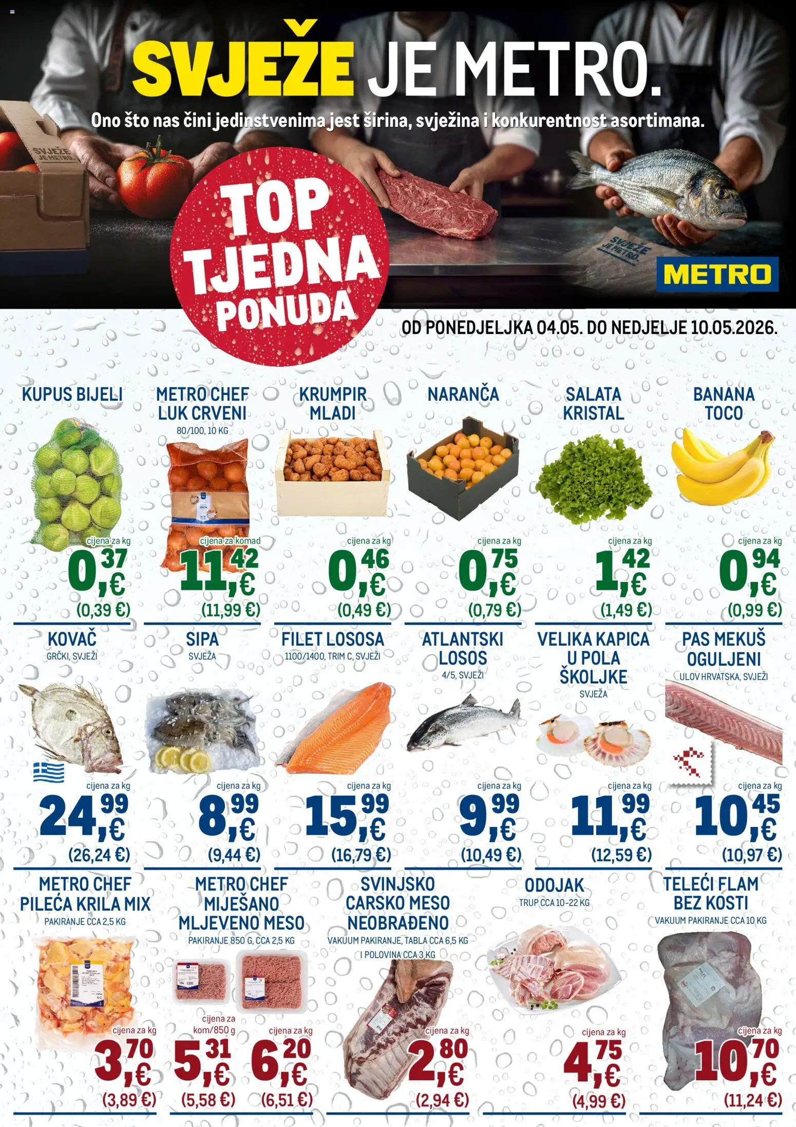 Metro katalog | vrijedi od 04.05.2026 | Stranica: 1 | Proizvodi: Carsko meso, Salata, Krumpir, Luk