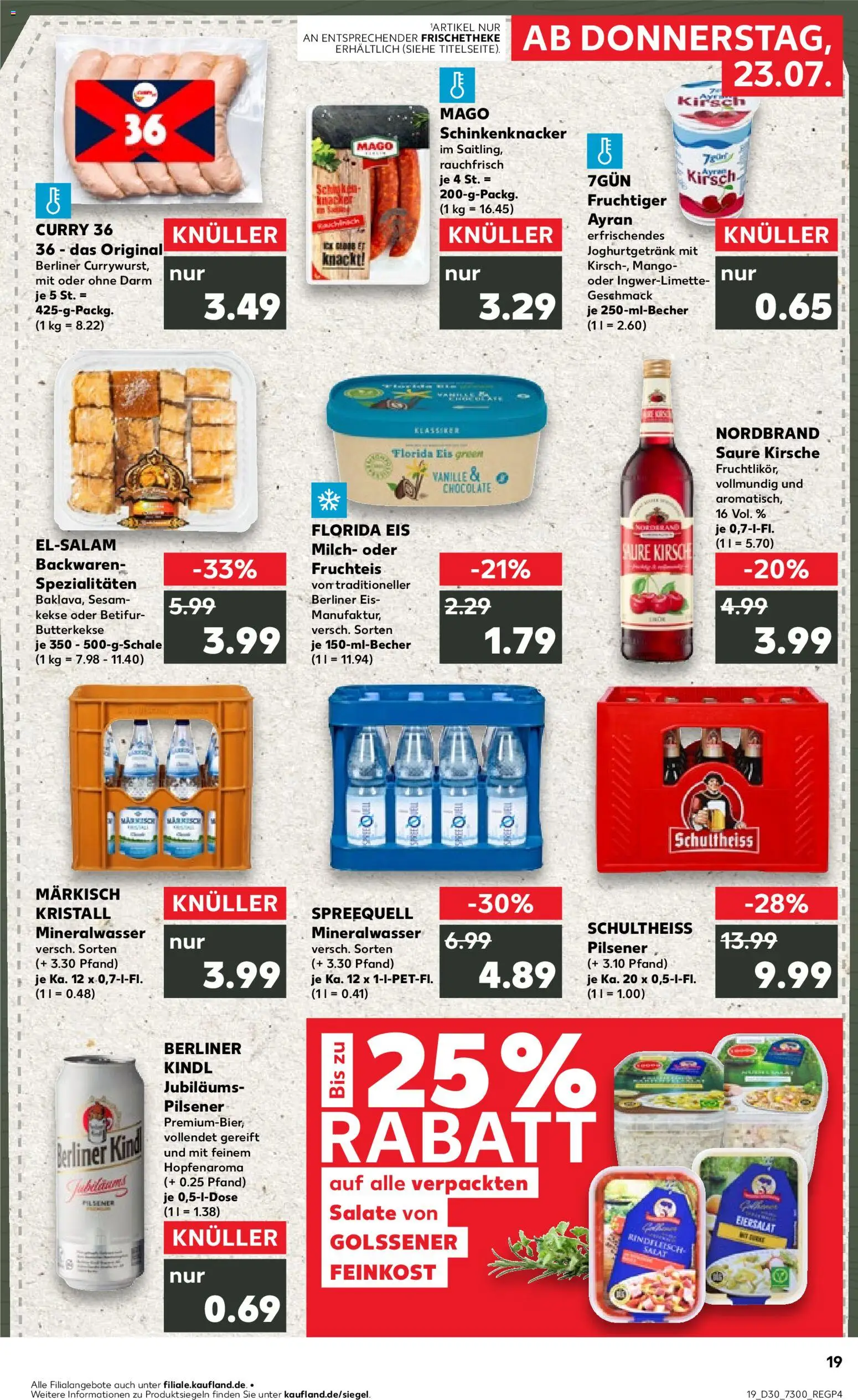 Kaufland Prospekt – gültig ab 23.07.2026 | Seite: 19 | Produkte: Berliner, Milch, Mineralwasser, Butterkekse