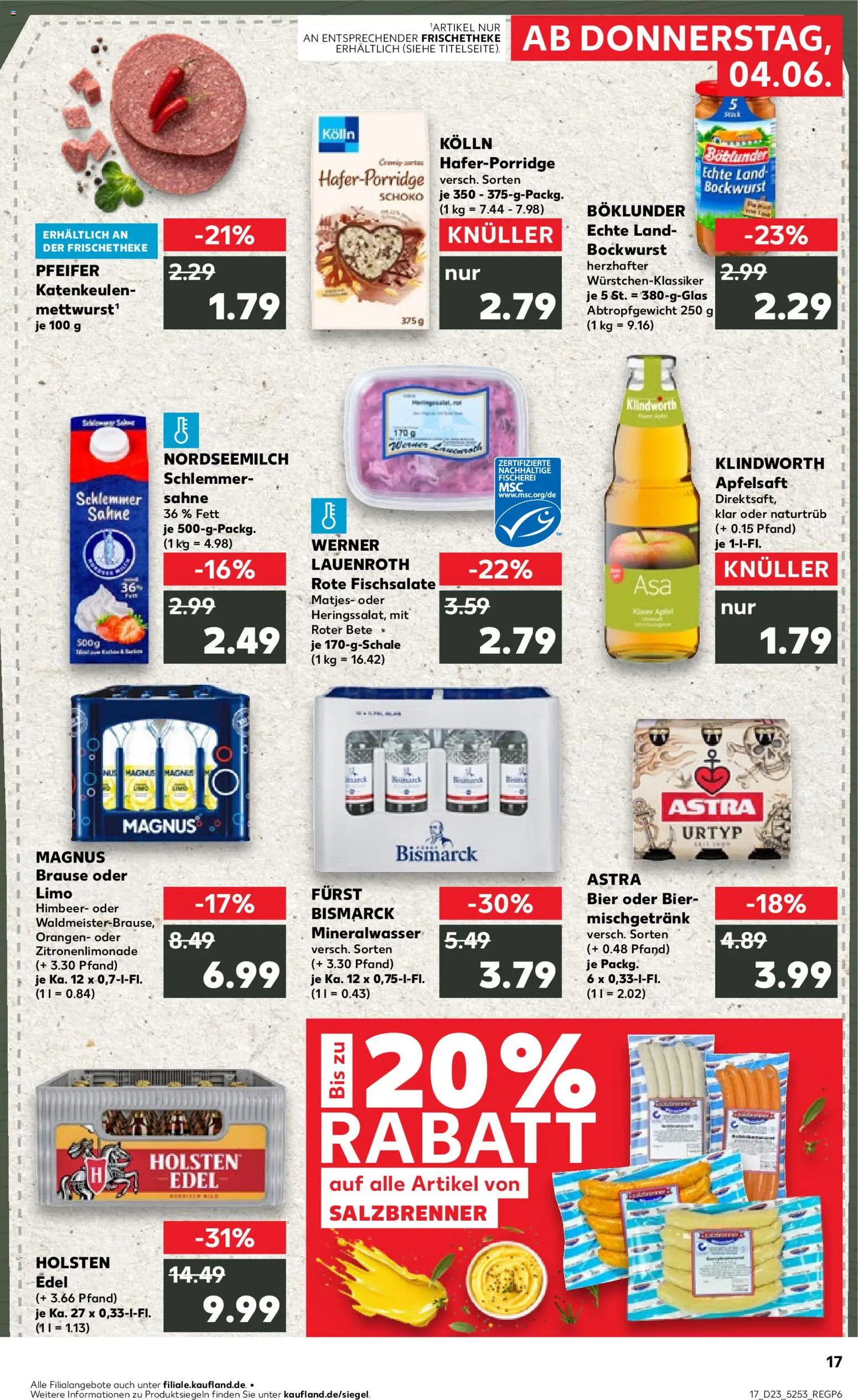 Kaufland Prospekt Hamburg – gültig ab 04.06.2026 | Seite: 17 | Produkte: Bier, Astra, Orangen, Holsten