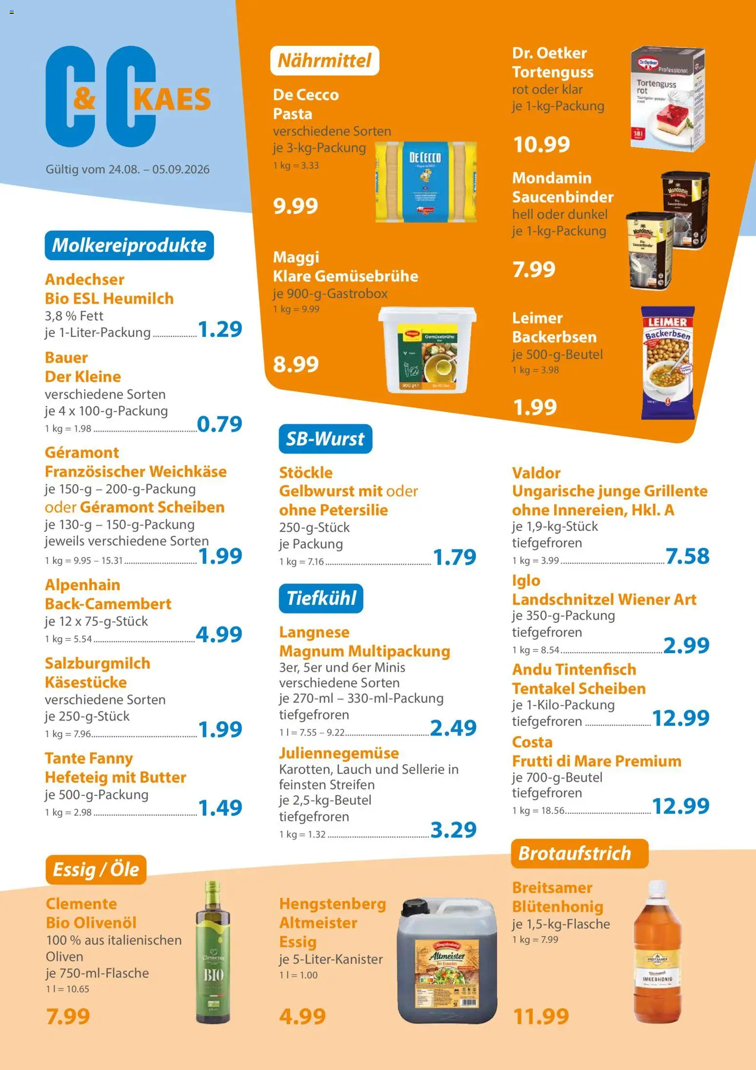 C&C Prospekt – gültig ab 24.08.2026 | Seite: 2 | Produkte: Butter, Iglo, Tintenfisch, Lauch