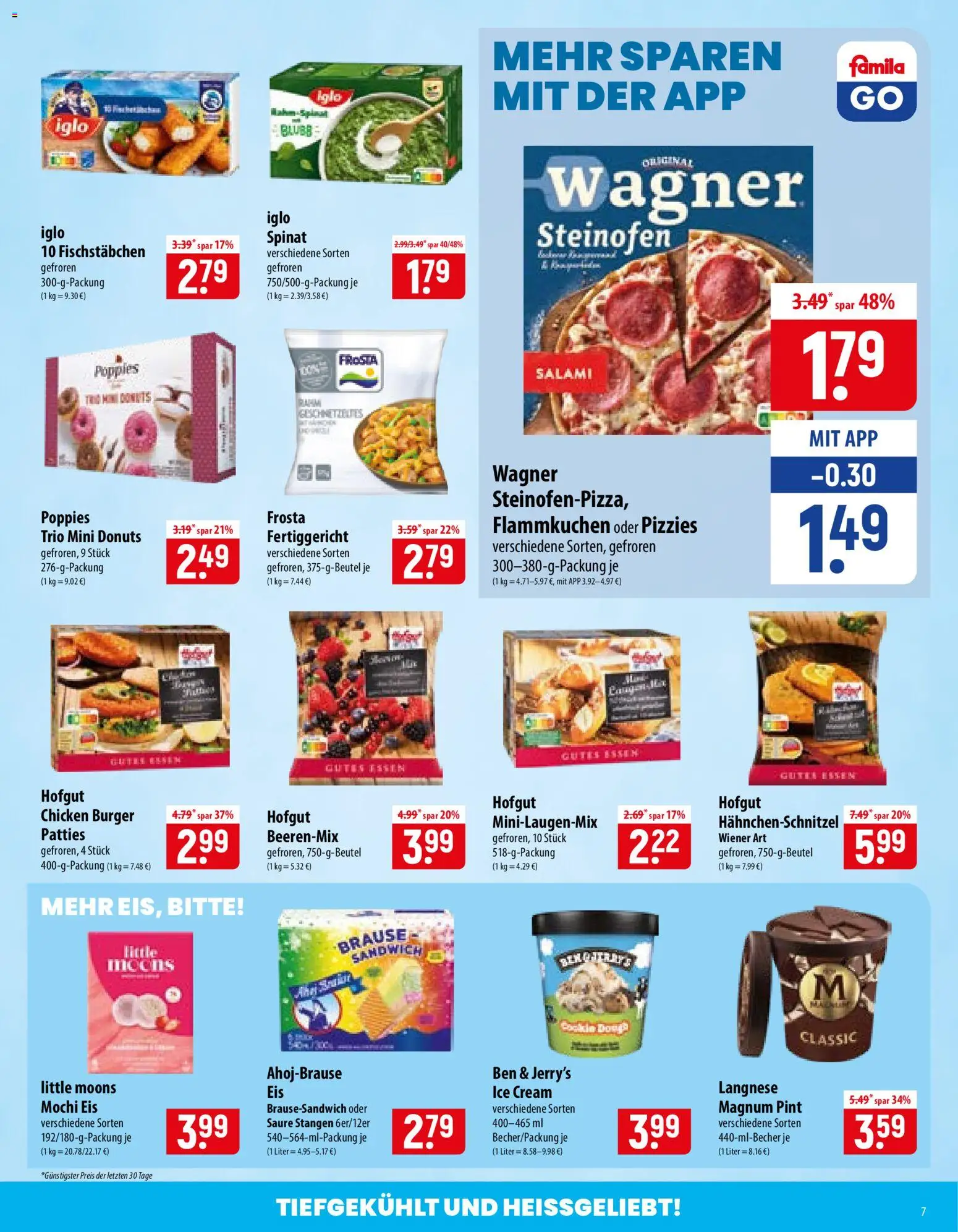 Famila Prospekt – gültig ab 17.08.2026 | Seite: 7 | Produkte: Langnese, Iglo, Donuts, Salami