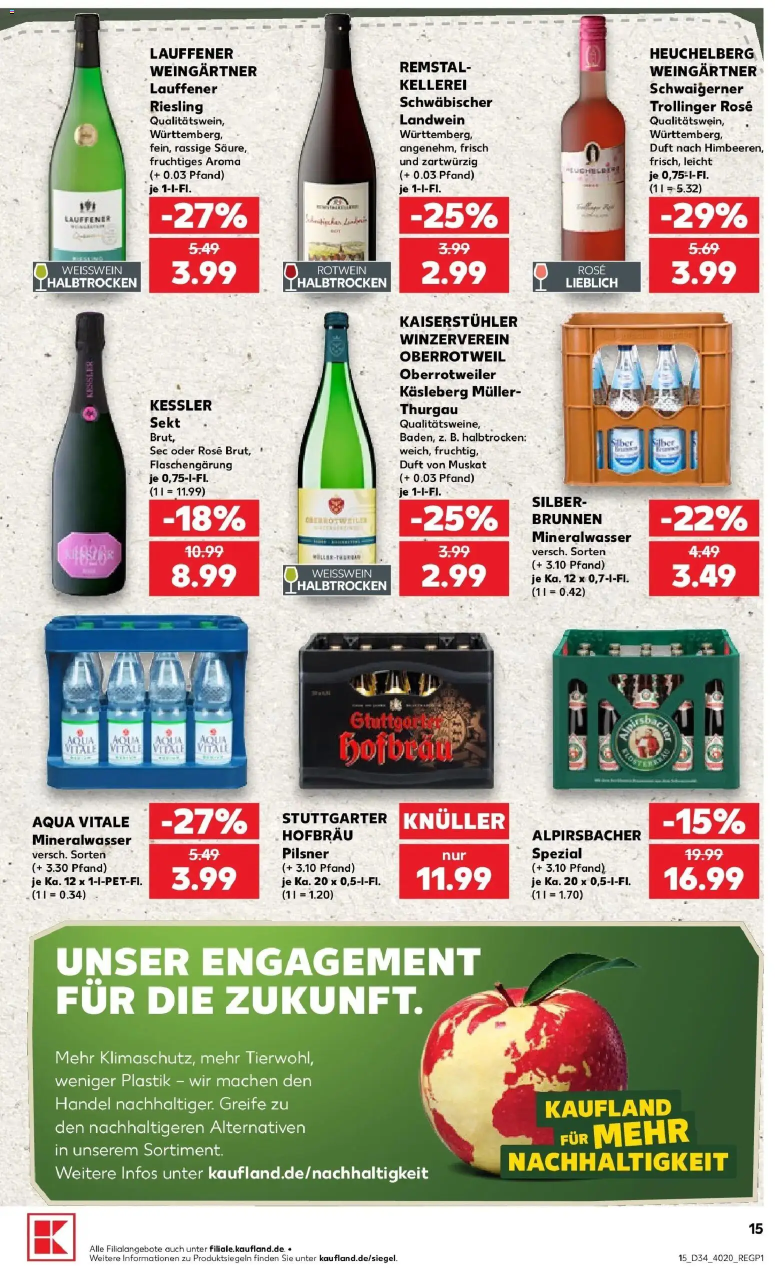 Prospekt Kaufland ab 20.08.2026 » Angebote Online zum Blättern | Seite: 15 | Produkte: Rotwein, Sekt, Duft, Mineralwasser