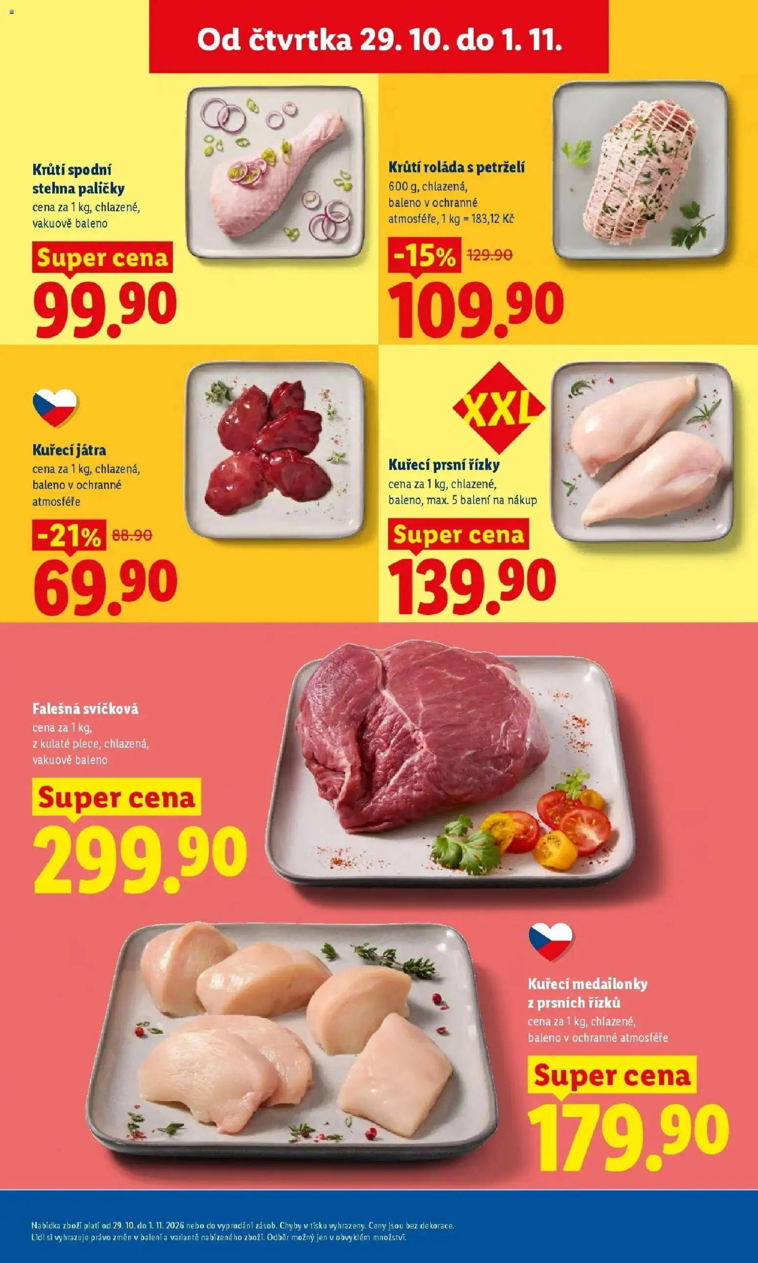 Lidl leták od 29.10.2026 - Nový akční leták | Strana: 19 | Produkty: Falešná svíčková, Kuřecí Játra, Paličky, Játra