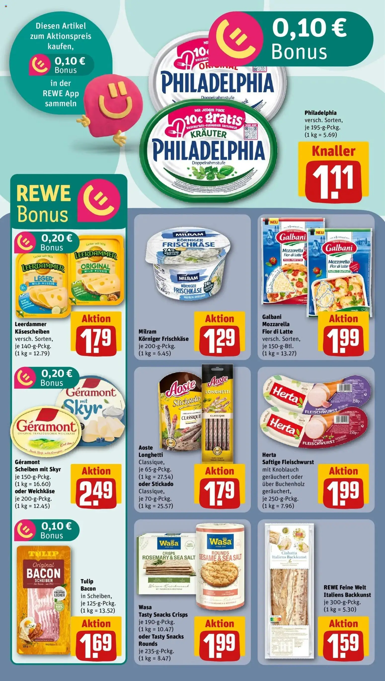 Rewe Prospekt Frankfurt / Höchst – gültig ab 08.06.2026 | Seite: 10 | Produkte: Geramont, Philadelphia, Mozzarella, Pasta