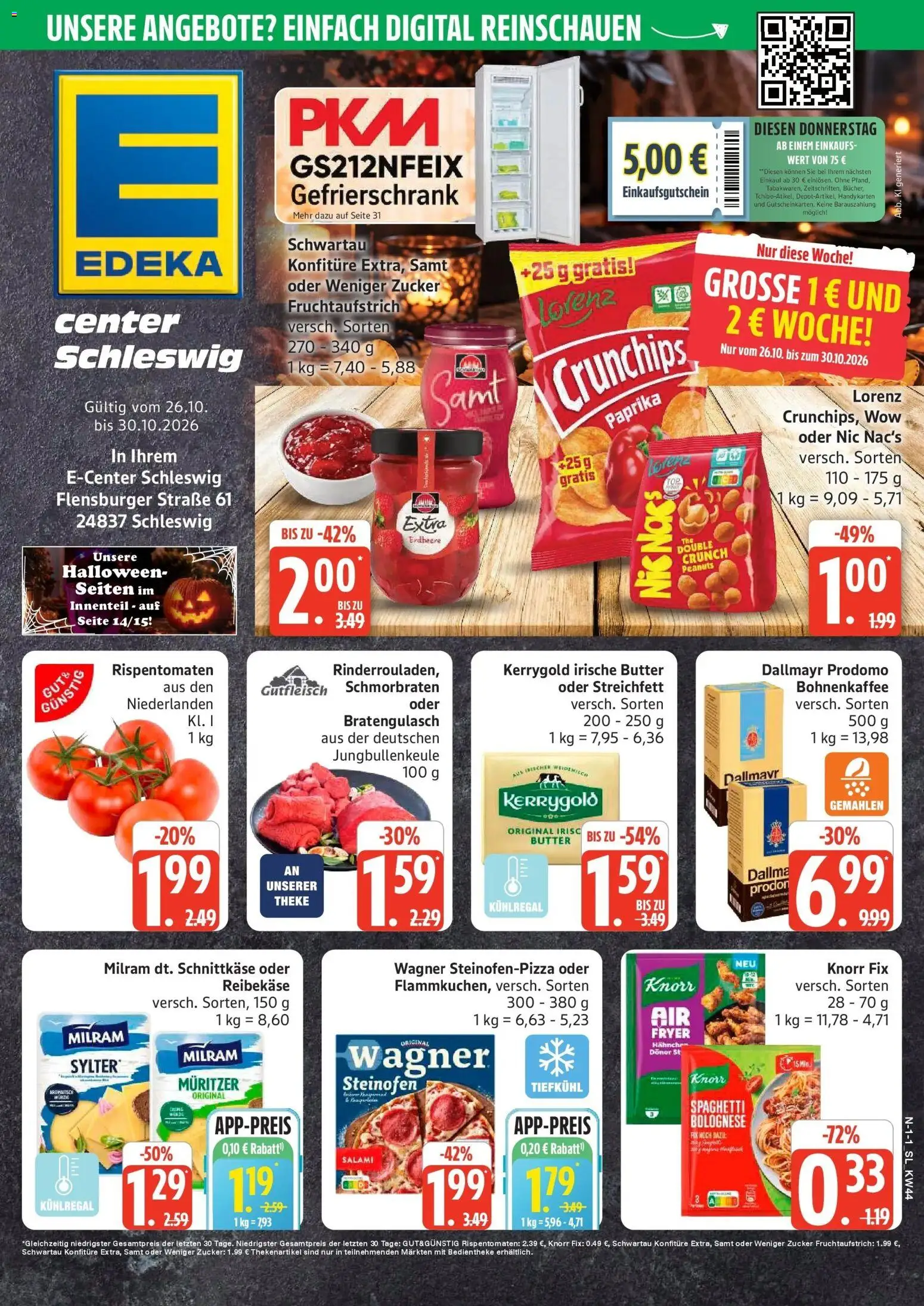 Edeka Prospekt Schleswig (ab 26.10.2026) » Angebote Online | Seite: 1 | Produkte: Spaghetti, Flensburger, Paprika, Salami