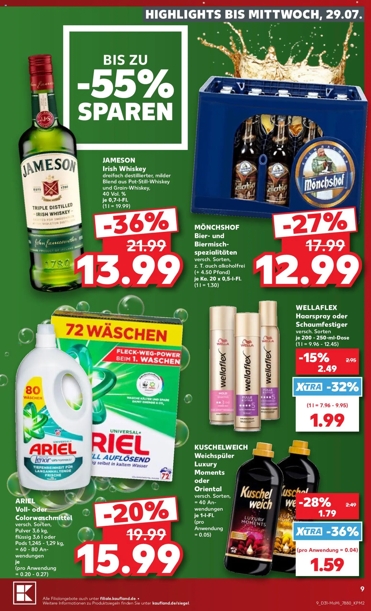 Kaufland Německo leták - Kiel od 27.07.2026 | Strana: 9 | Produkty: Lenor, Whiskey, Jameson, Ariel