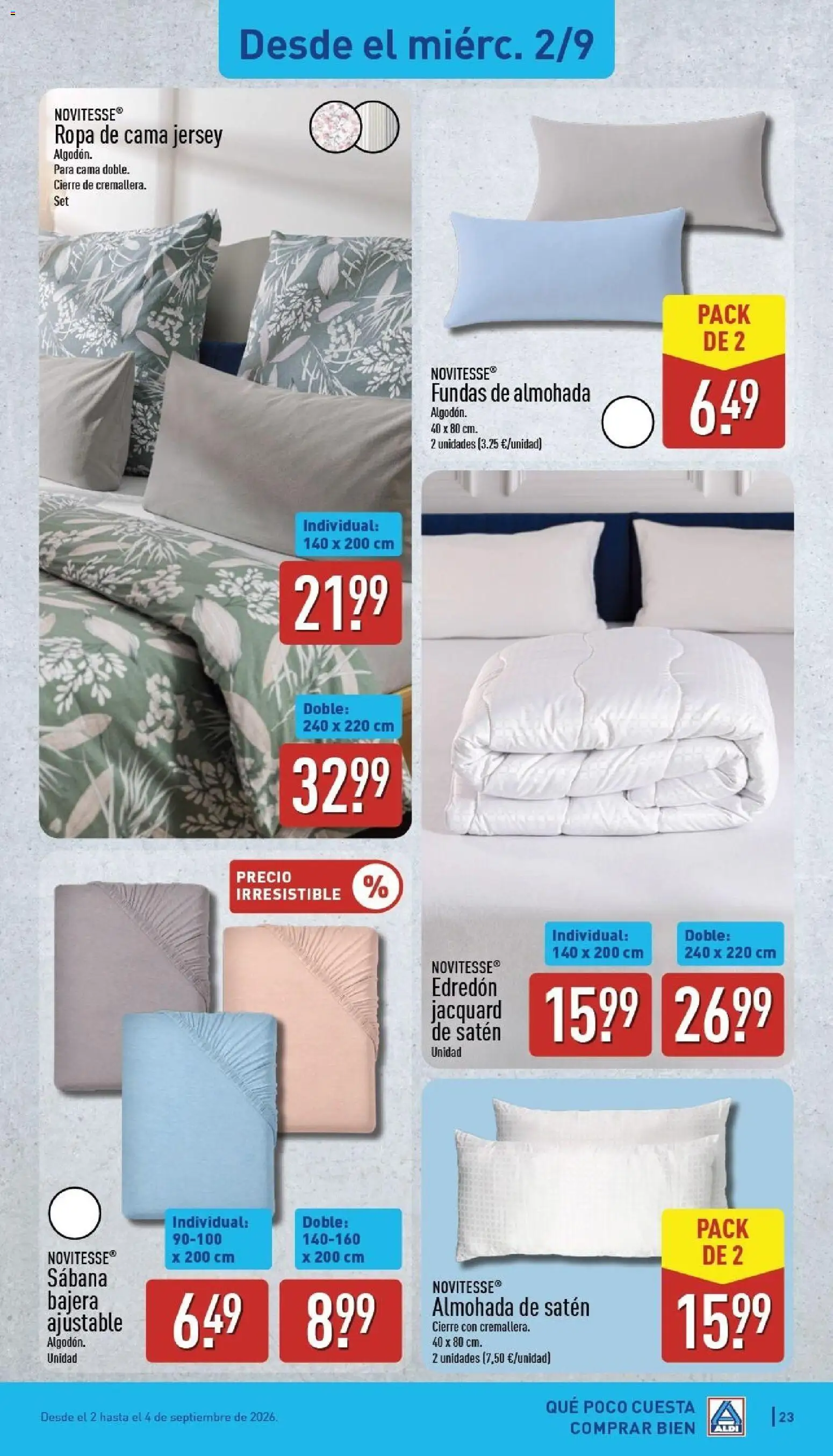 Aldi folleto Canarias │ válido desde el 31/08/2026 | Página: 23 | Productos: Edredón, Ropa, Ropa de cama, Almohada