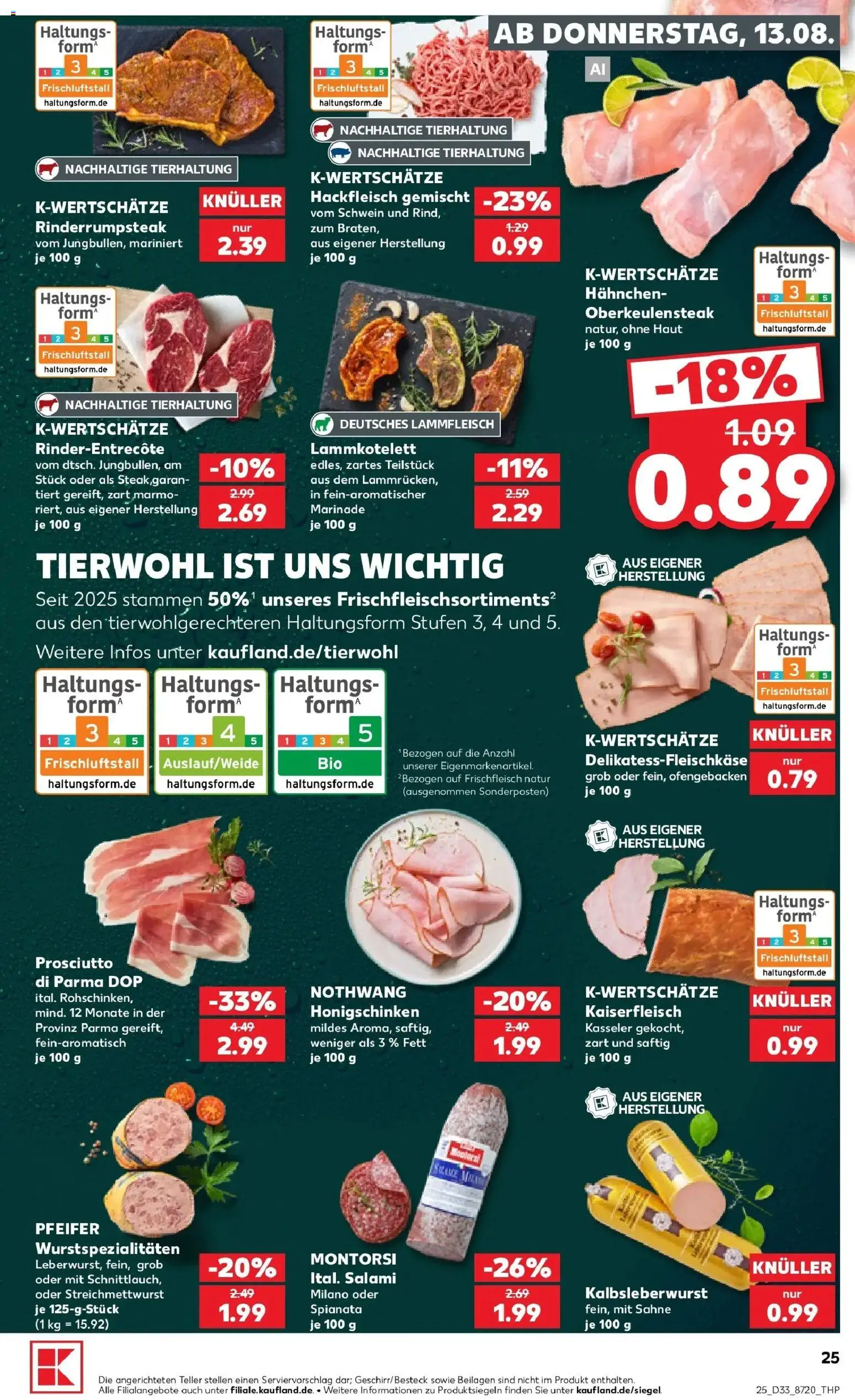 Prospekt Kaufland ab 10.08.2026 » Angebote Online zum Blättern | Seite: 34 | Produkte: Beilagen, Hahnchen, Salami, Hackfleisch
