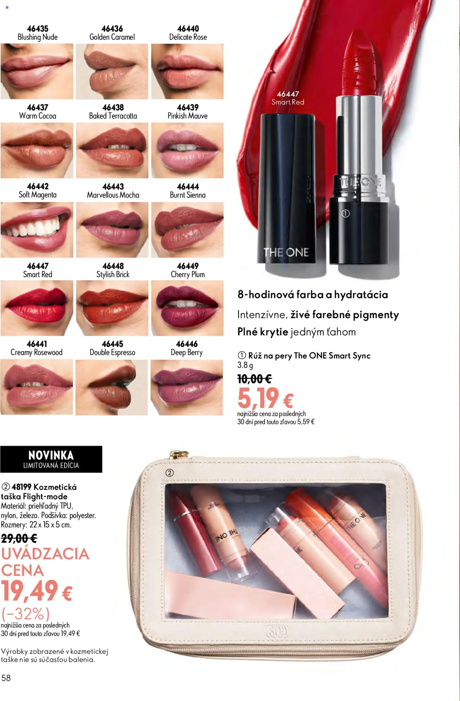 Nové Oriflame akcie – leták je platný od 17.06.2026 | Strana: 58 | Produkty: Rúž na pery, Taška