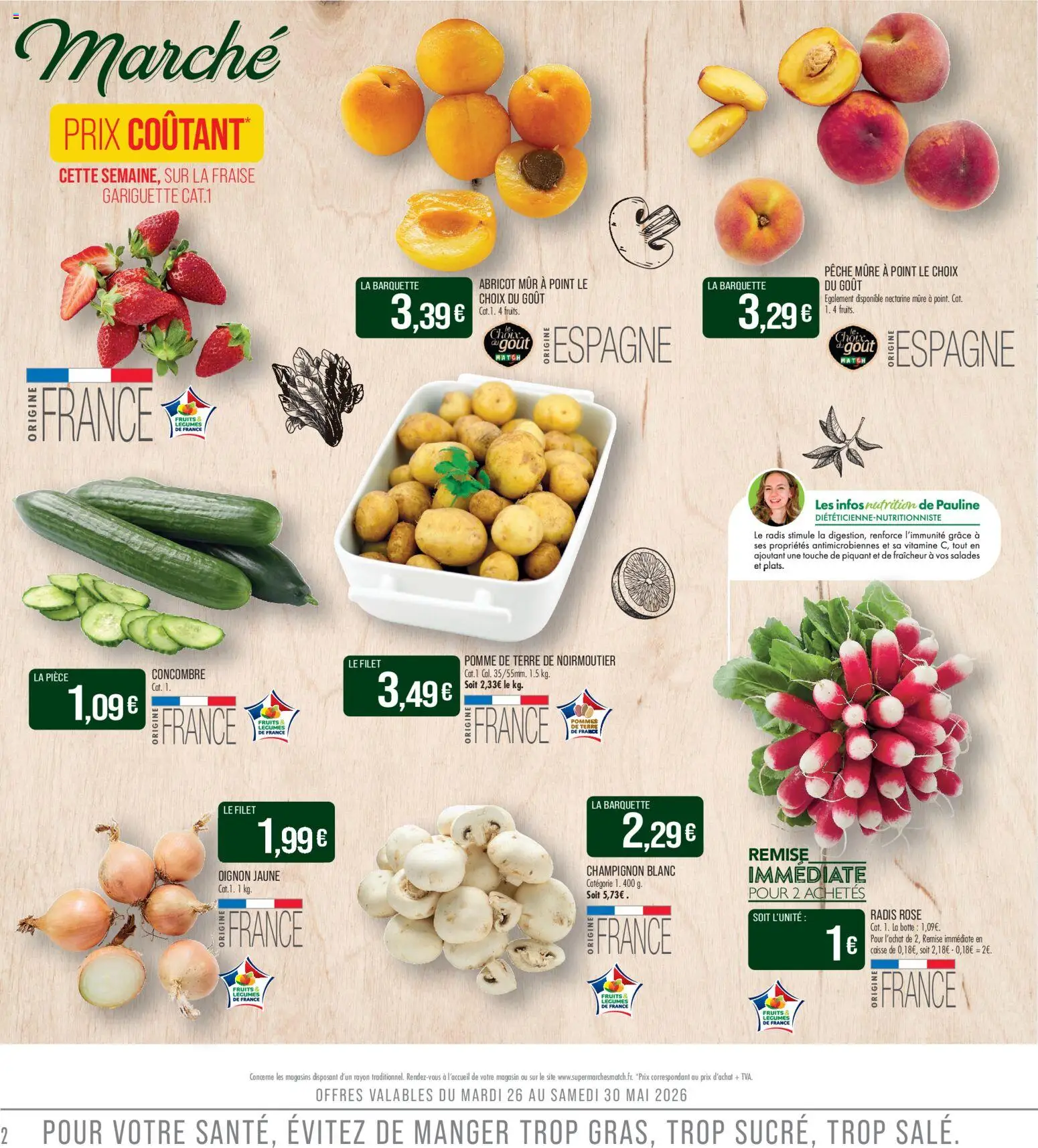 {H1} | Page: 2 | Produits: Concombre, Fraise, Pêche, Pommes