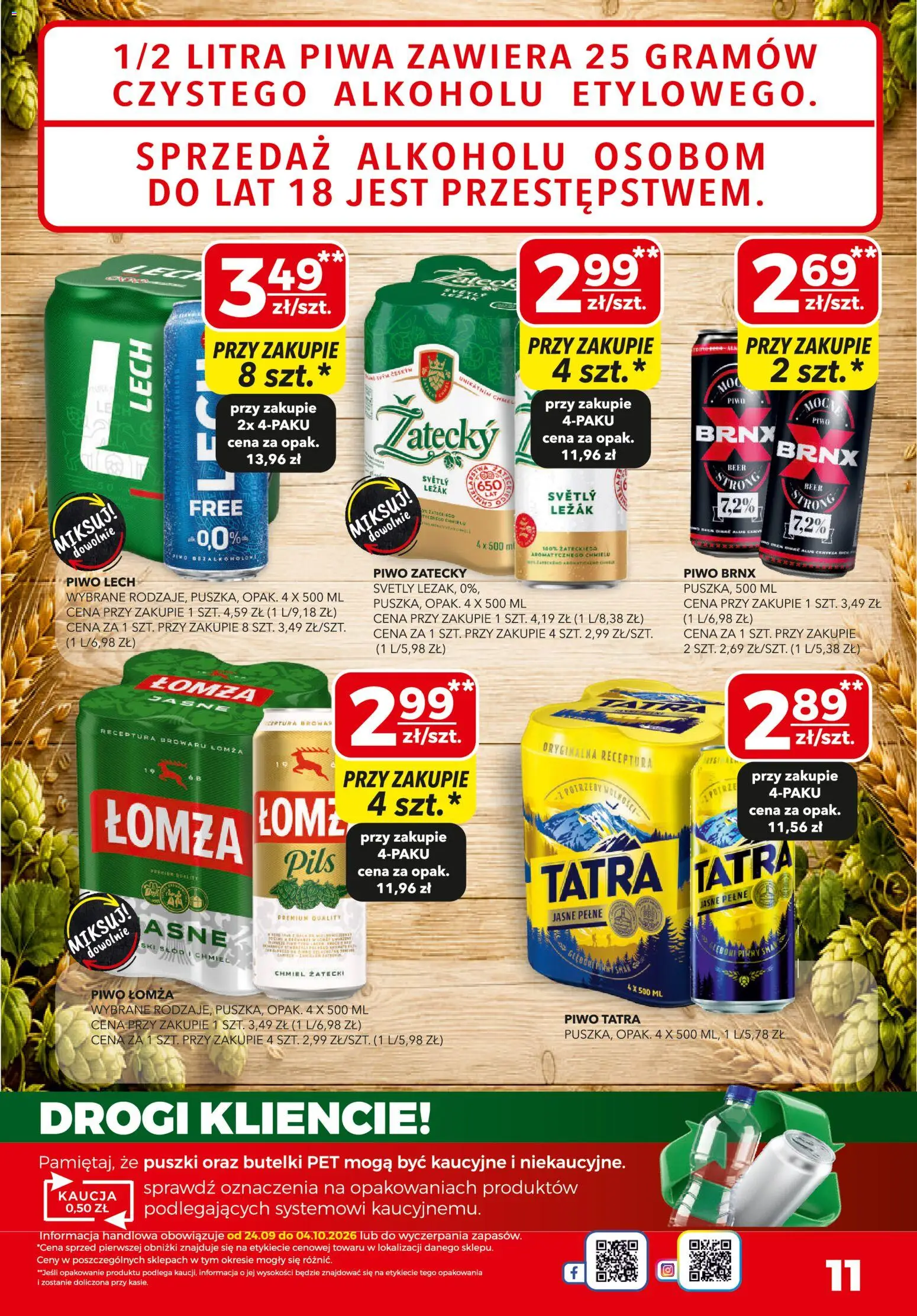 Top Market gazetka od 24.09.2026 | Strona: 11 | Produkty: Lech, Leżak, Piwo, Piwo zatecky