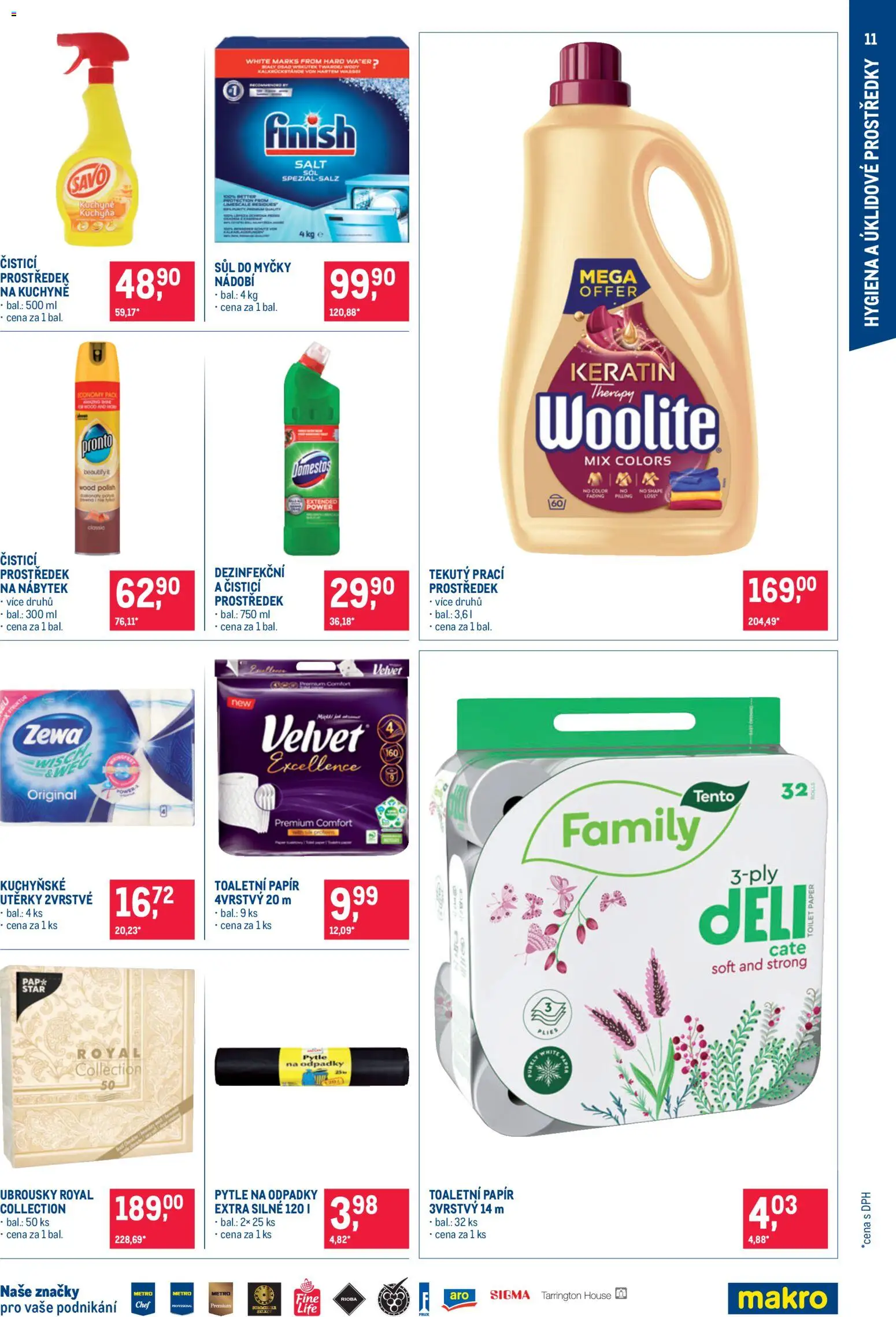 Makro leták - Nepotravinové zboží od 01.07.2026 | Strana: 11 | Produkty: Nádobí, Toaletní papír, Velvet, Toaletní papír 3vrstvý