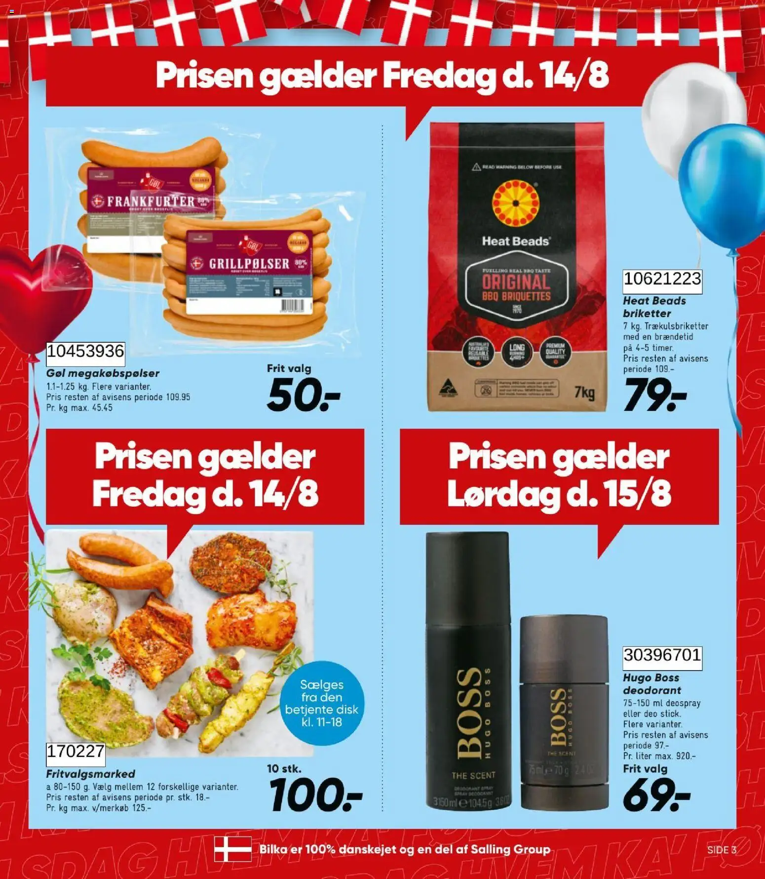 Bilka tilbudsavis – gyldig fra 14/08/2026 | Side: 3 | Produkter: Deodorant, Disk, Grillpølser