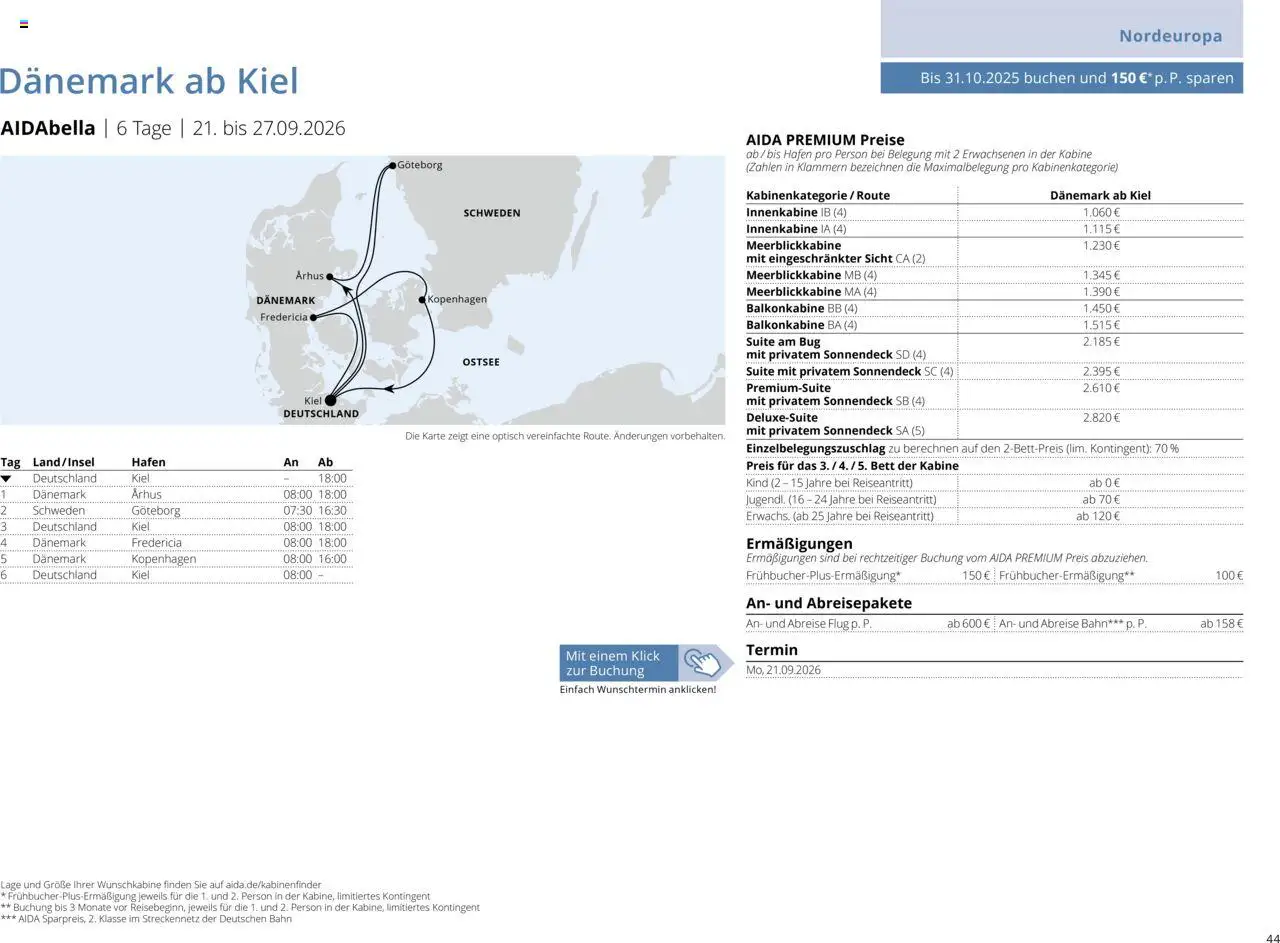 Aida Sommer 2026 – gültig ab 01.03.2026 | Seite: 44 | Produkte: Bett