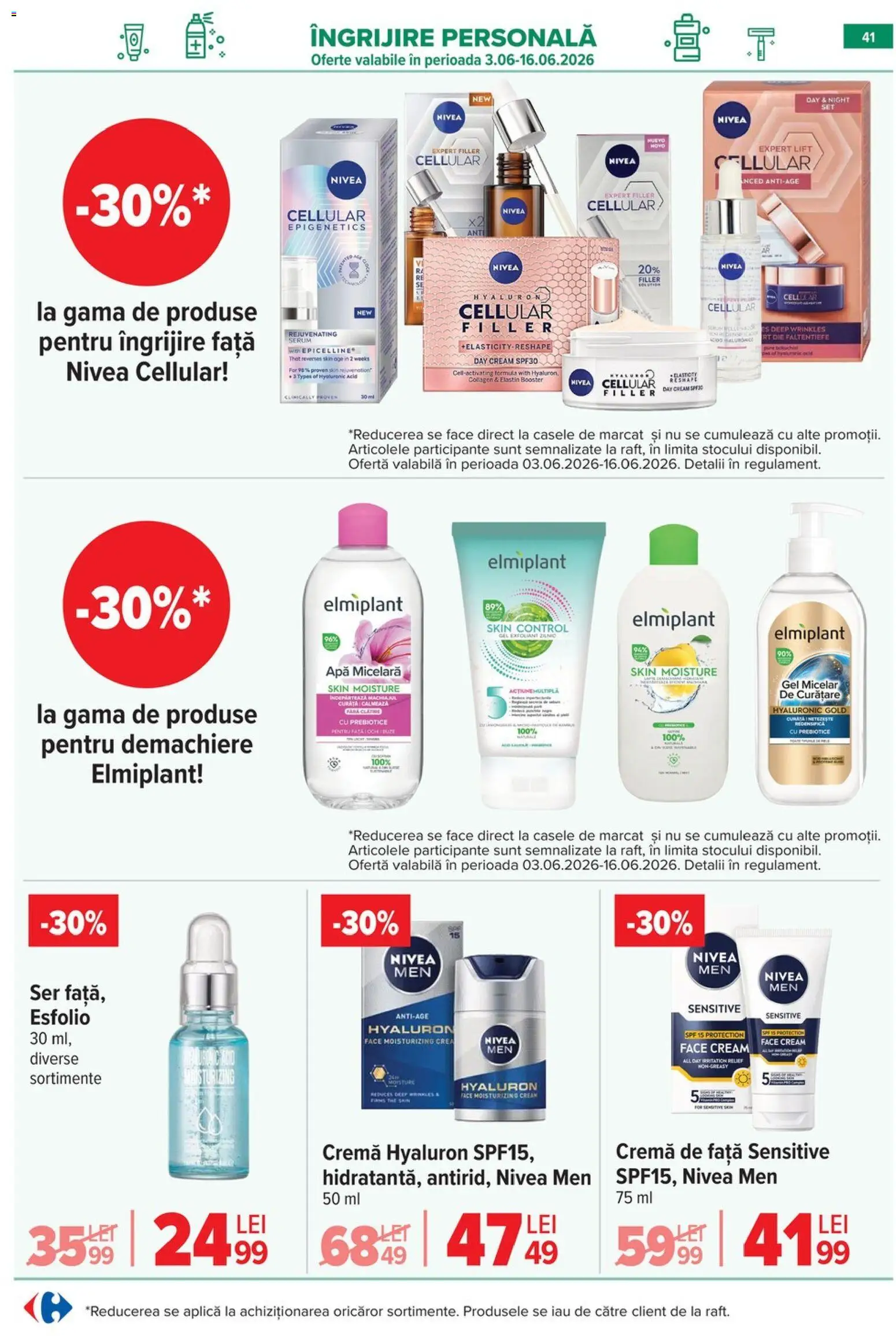 Noul catalog Carrefour – valabil de la 10.06.2026 | Pagină: 41 | Produse: Serum, Cremă, Apă micelară, Apă