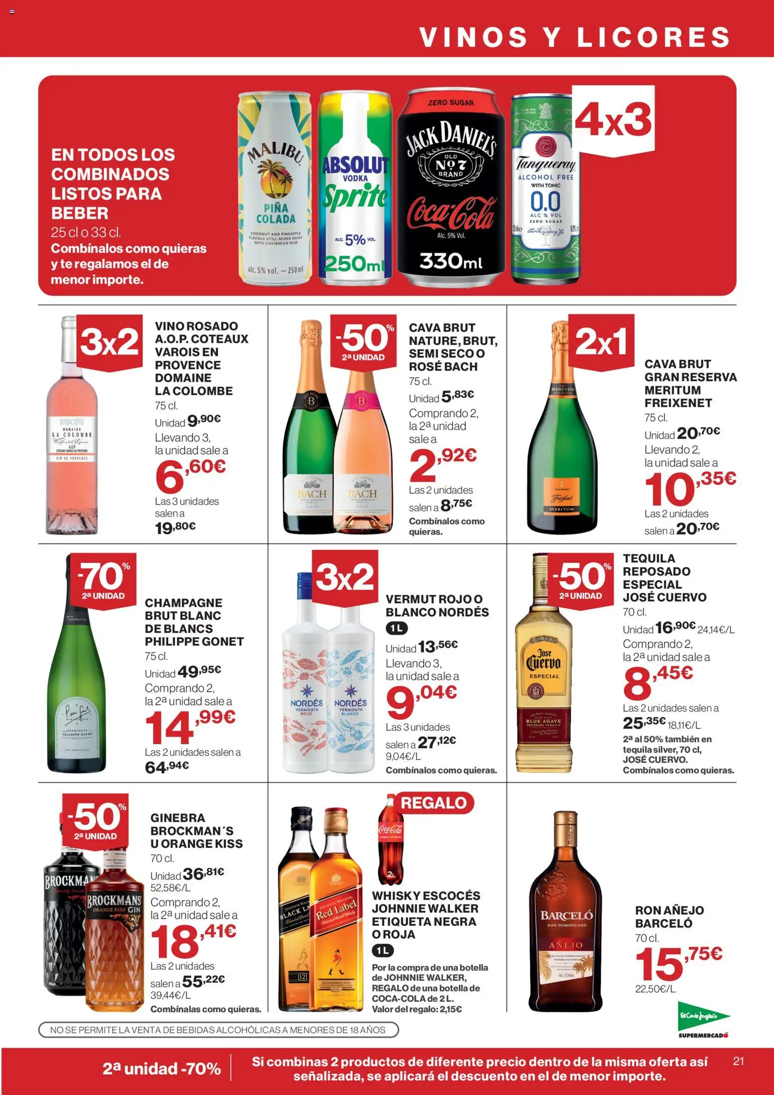El Corte Inglés ofertas │ válido desde el 06.05.2026 | Página: 21 | Productos: Ron, Vino rosado, Πρίζες, Whisky