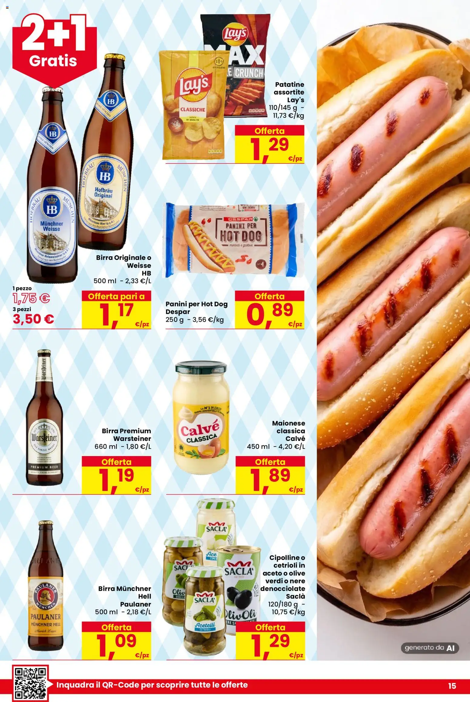 Volantino Despar del 17/09/2026 | Pagina: 15 | Prodotti: Birra, Cetrioli, Olive, Cipolline