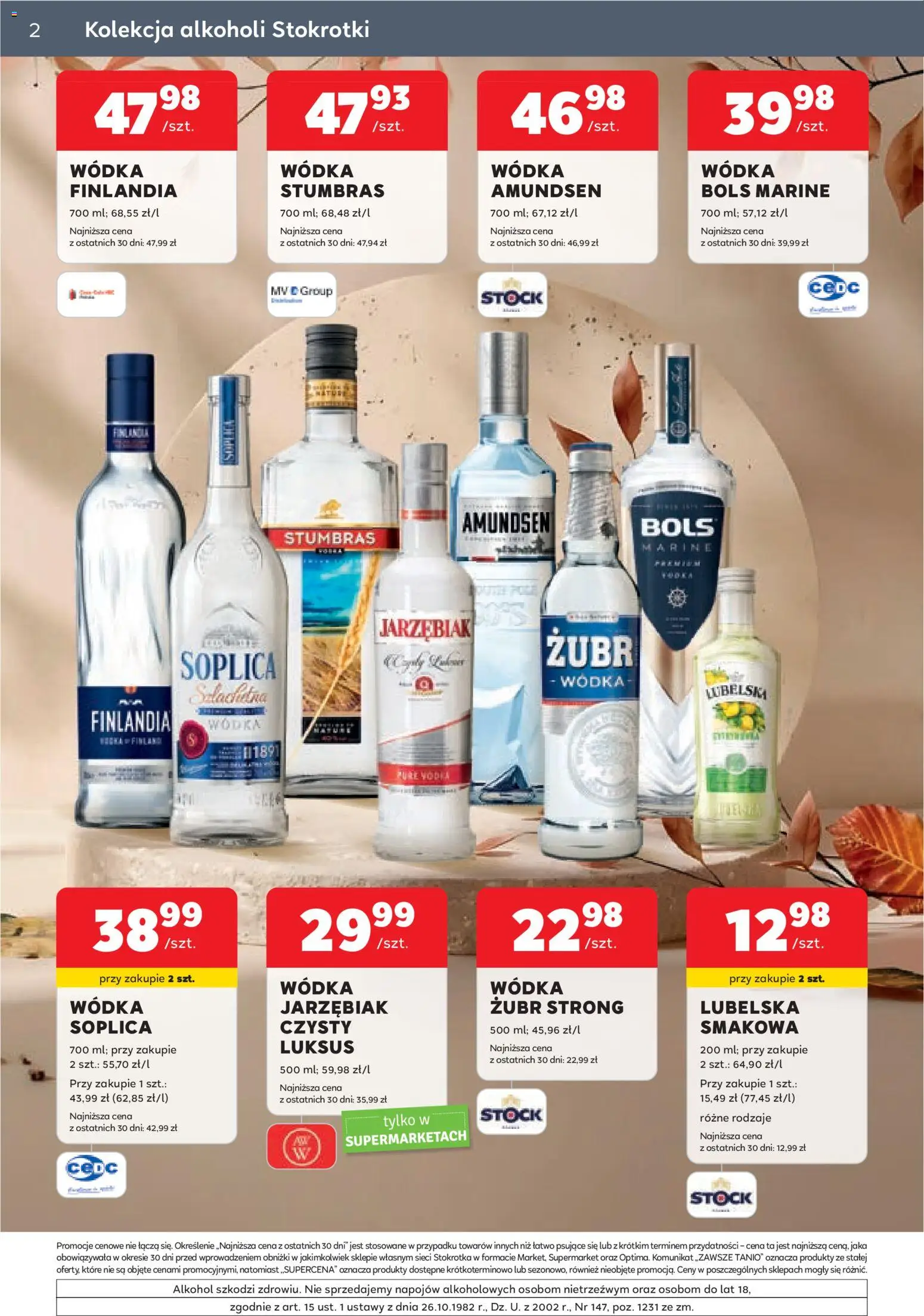 Stokrotka gazetka - Oferta alkoholowa od 03.09.2026 | Strona: 2 | Produkty: Wódka finlandia, Stokrotka, Finlandia wódka, Vodka