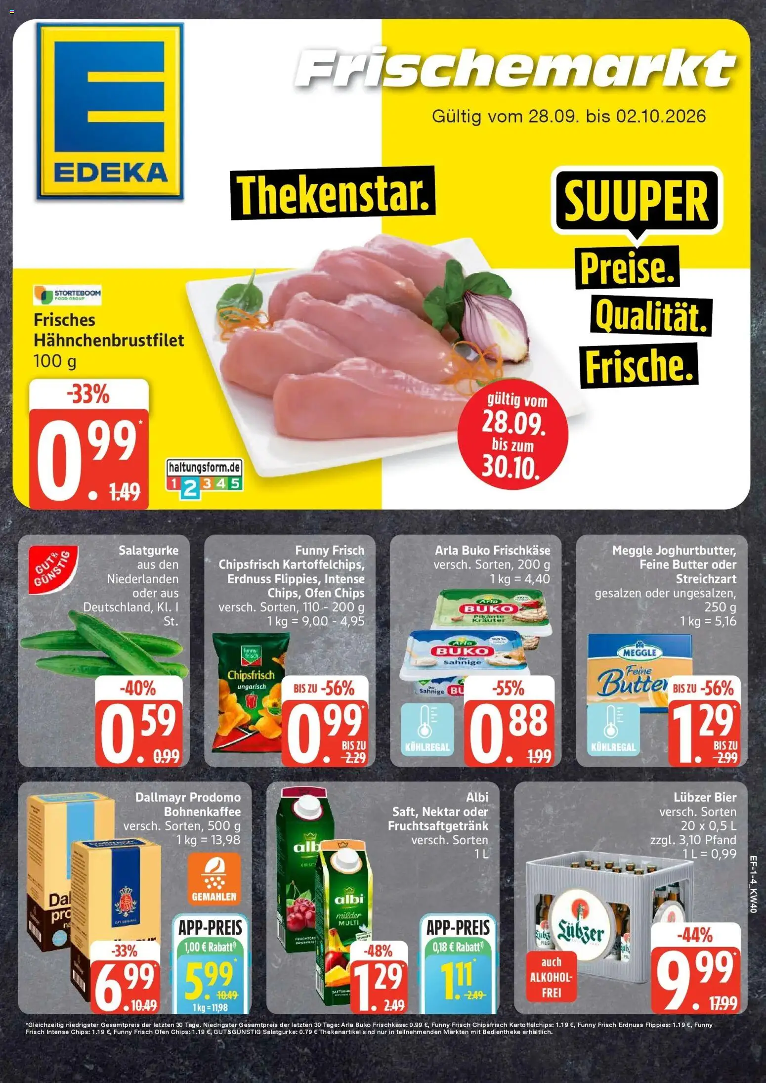 Edeka Prospekt Ostseebad Ahrenshoop (ab 28.09.2026) » Angebote Online | Seite: 1 | Produkte: Butter, Bier, Funny frisch, Arla buko