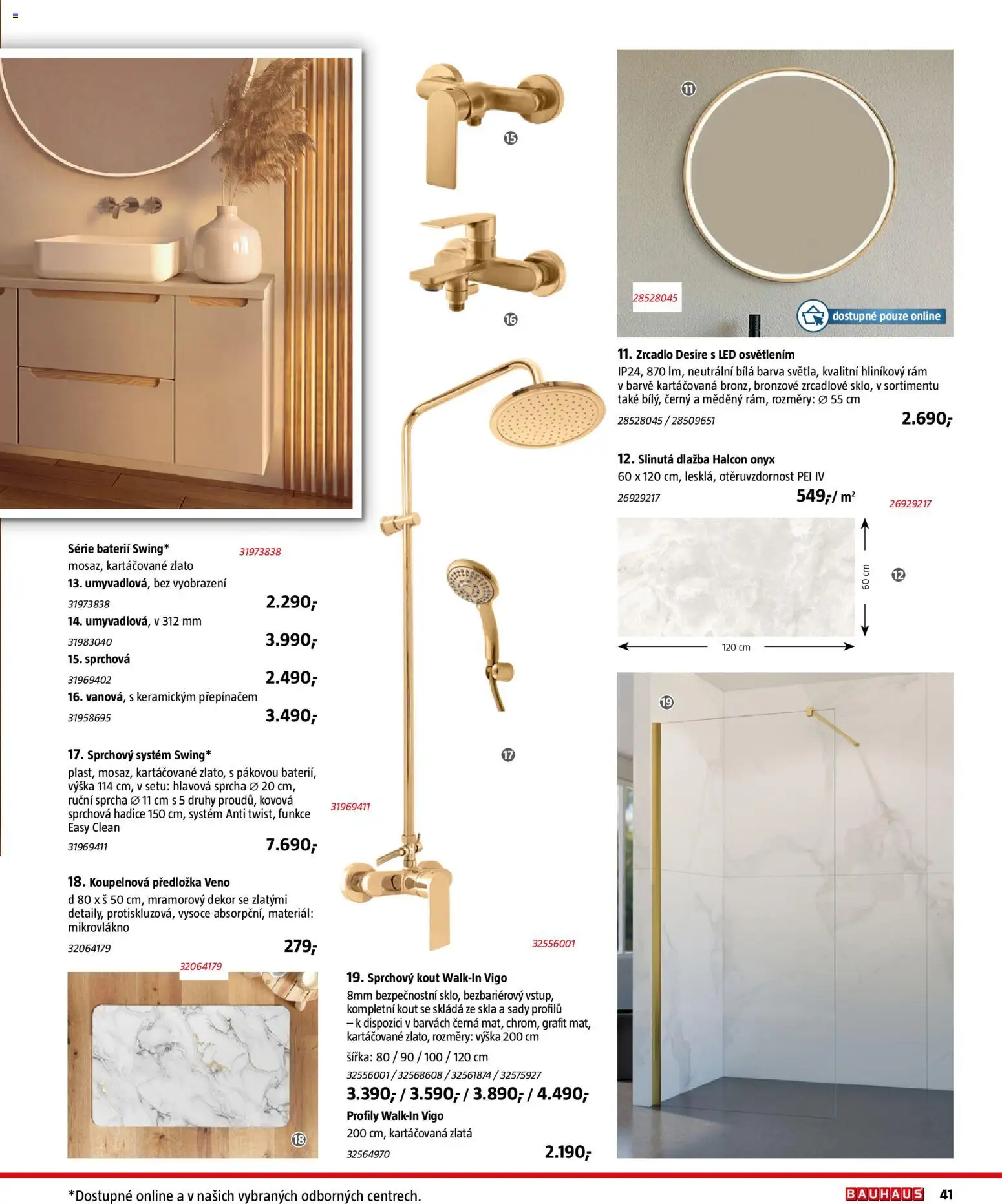 Katalog Sanita od 29.09.2026 | Strana: 41 | Produkty: Sprchová hadice, Sprcha, Zrcadlo, LED