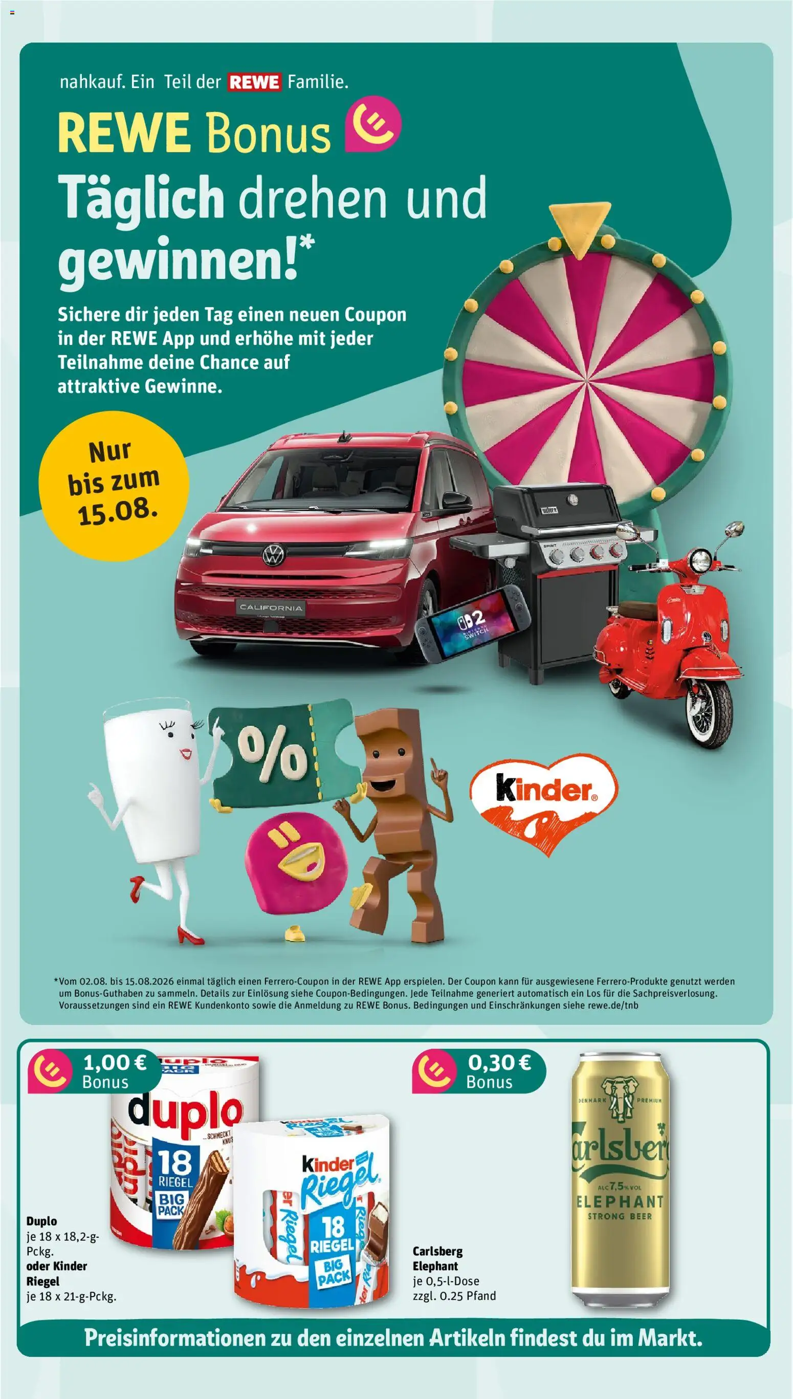 Nahkauf Prospekt – gültig ab 03.08.2026 | Seite: 4 | Produkte: Carlsberg, Kinder riegel