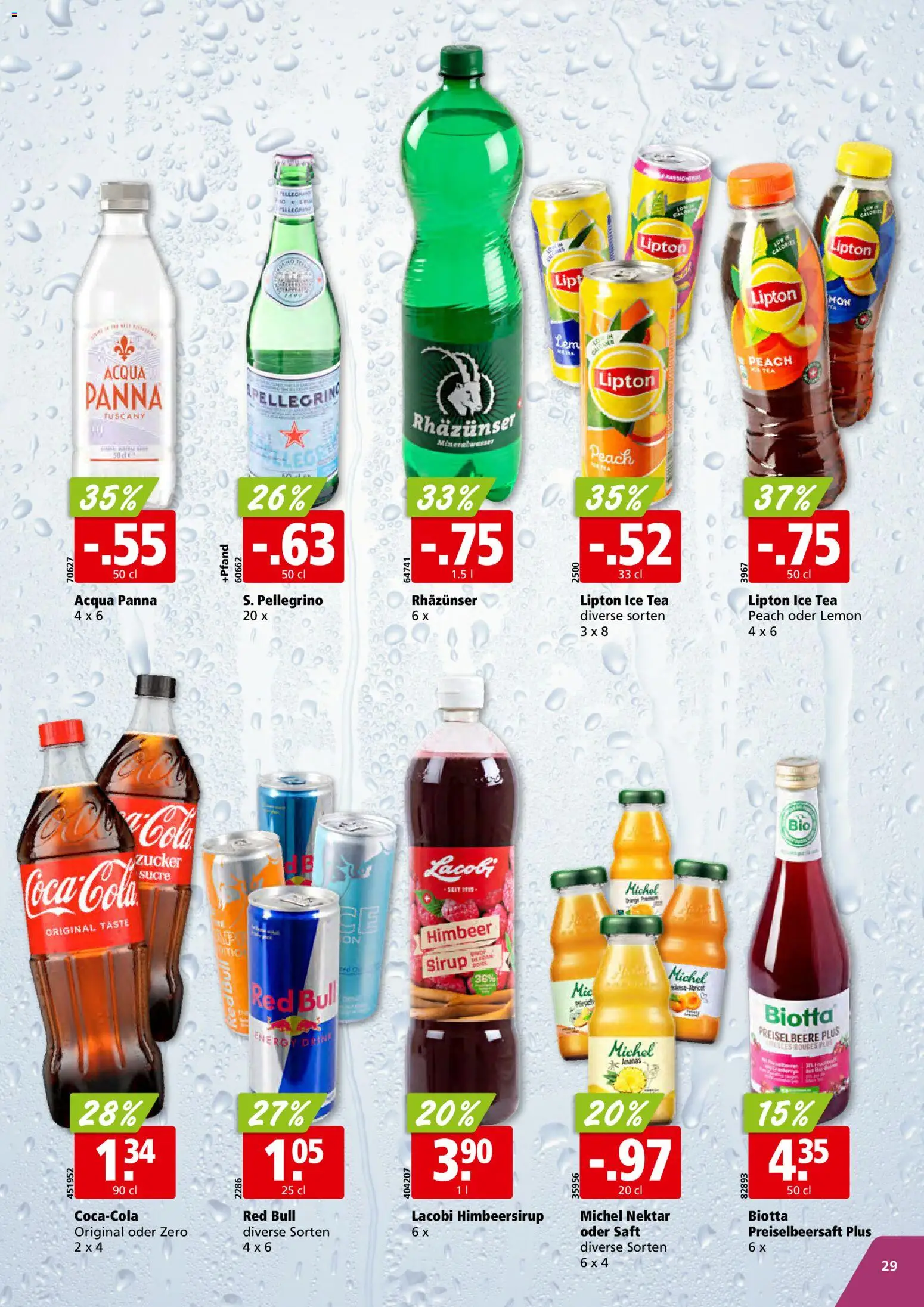Aligro aktionen Schlieren, Gossau SG, Frauenfeld, Rapperswil-Jona, Sargans, Bern – gültig ab 17.08.2026 | Seite: 29 | Produkte: Red bull, Coca Cola, Mineralwasser, Zucker