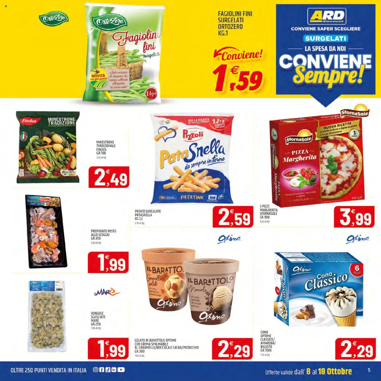 Volantino ARD Discount del 08/10/2026 | Pagina: 21 | Prodotti: Pizza, Vongole, Gelato, Patate