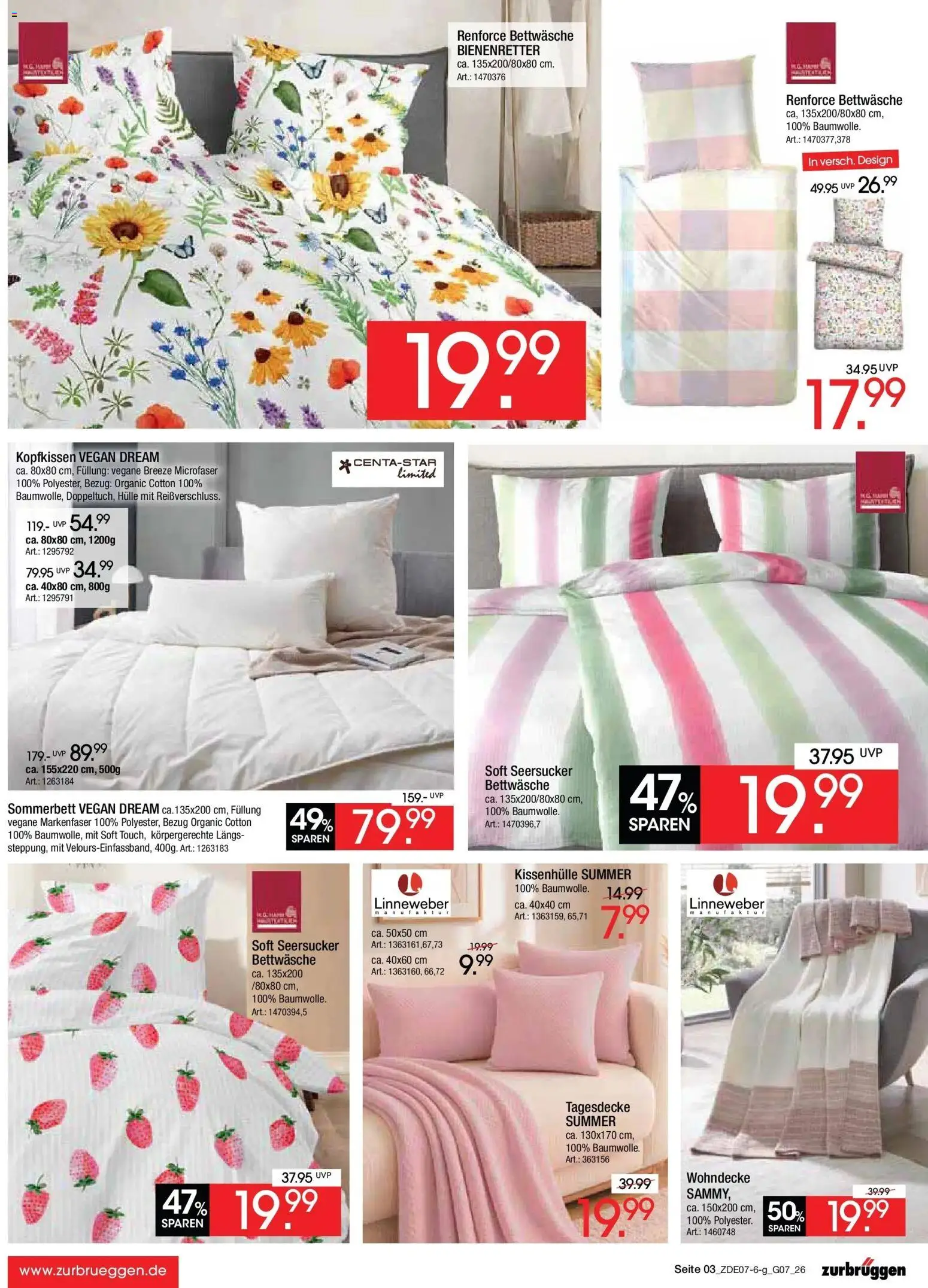 Zurbrüggen Sonderverkauf – gültig ab 09.07.2026 | Seite: 3 | Produkte: Hülle, Tagesdecke, Bettwäsche, Kopfkissen