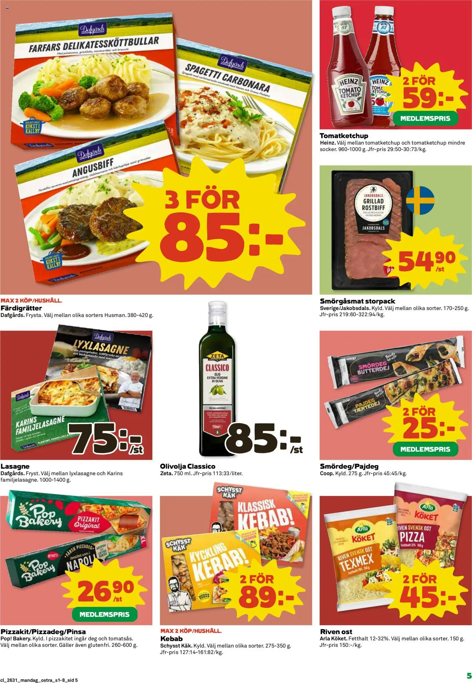 Coop reklamblad aktuell från 27/07/2026 | Sida: 5 | Produkter: Galler, Riven ost, Olivolja, Ost