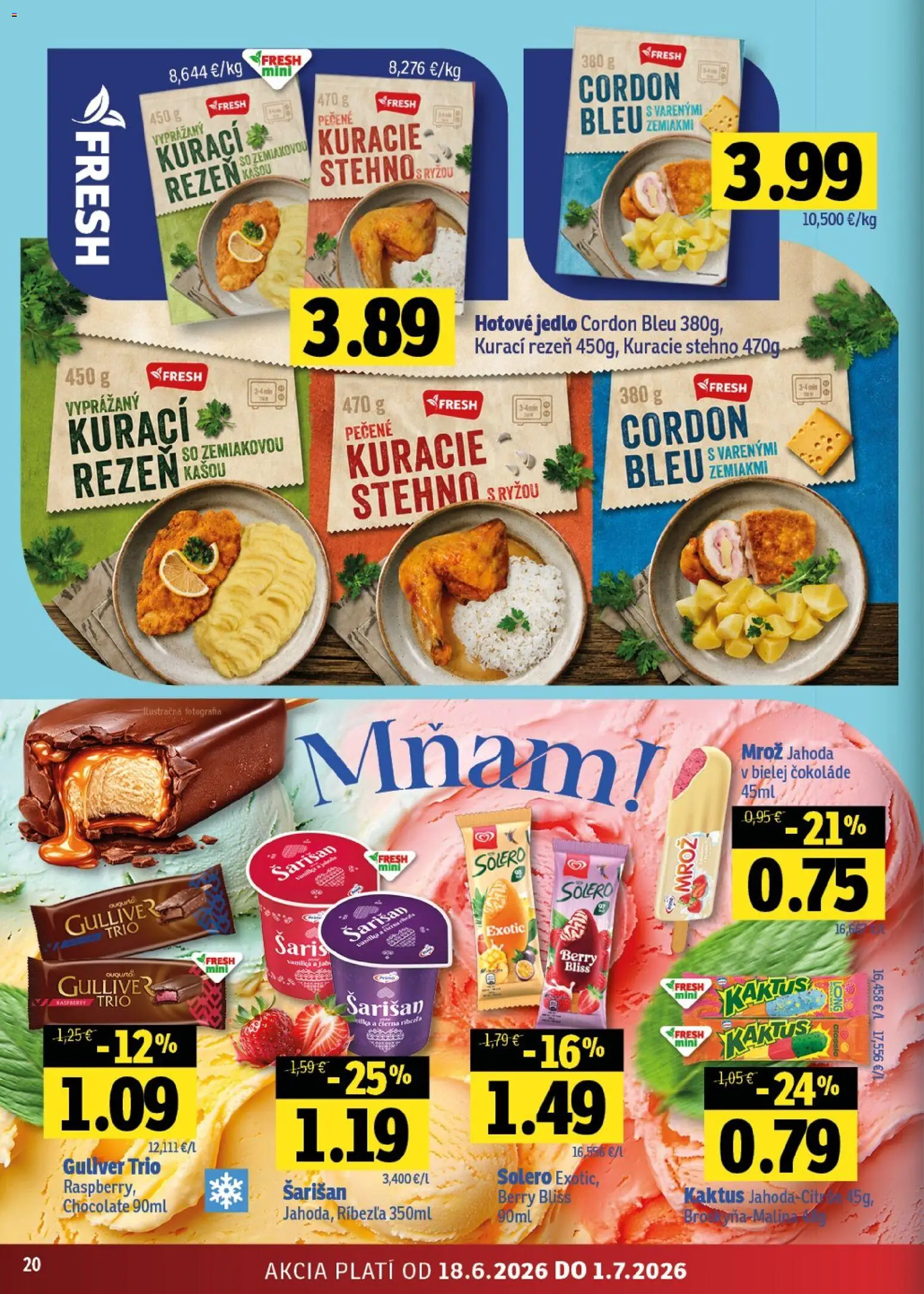 Nové Fresh akcie – leták je platný od 18.06.2026 | Strana: 20 | Produkty: Šariš