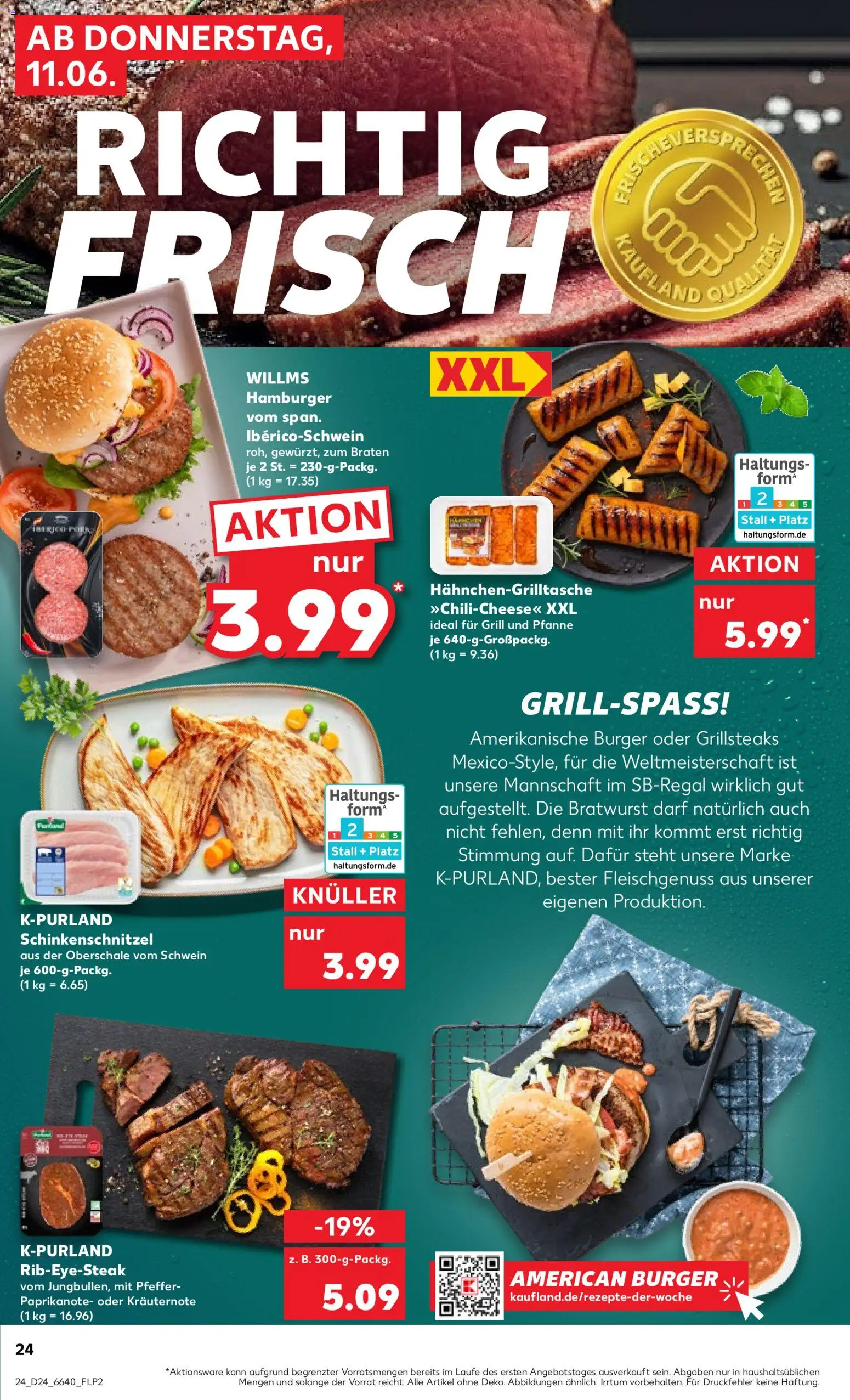 Kaufland Německo leták od 11.06.2026 | Strana: 24 | Produkty: Hamburger, Burger, Forma