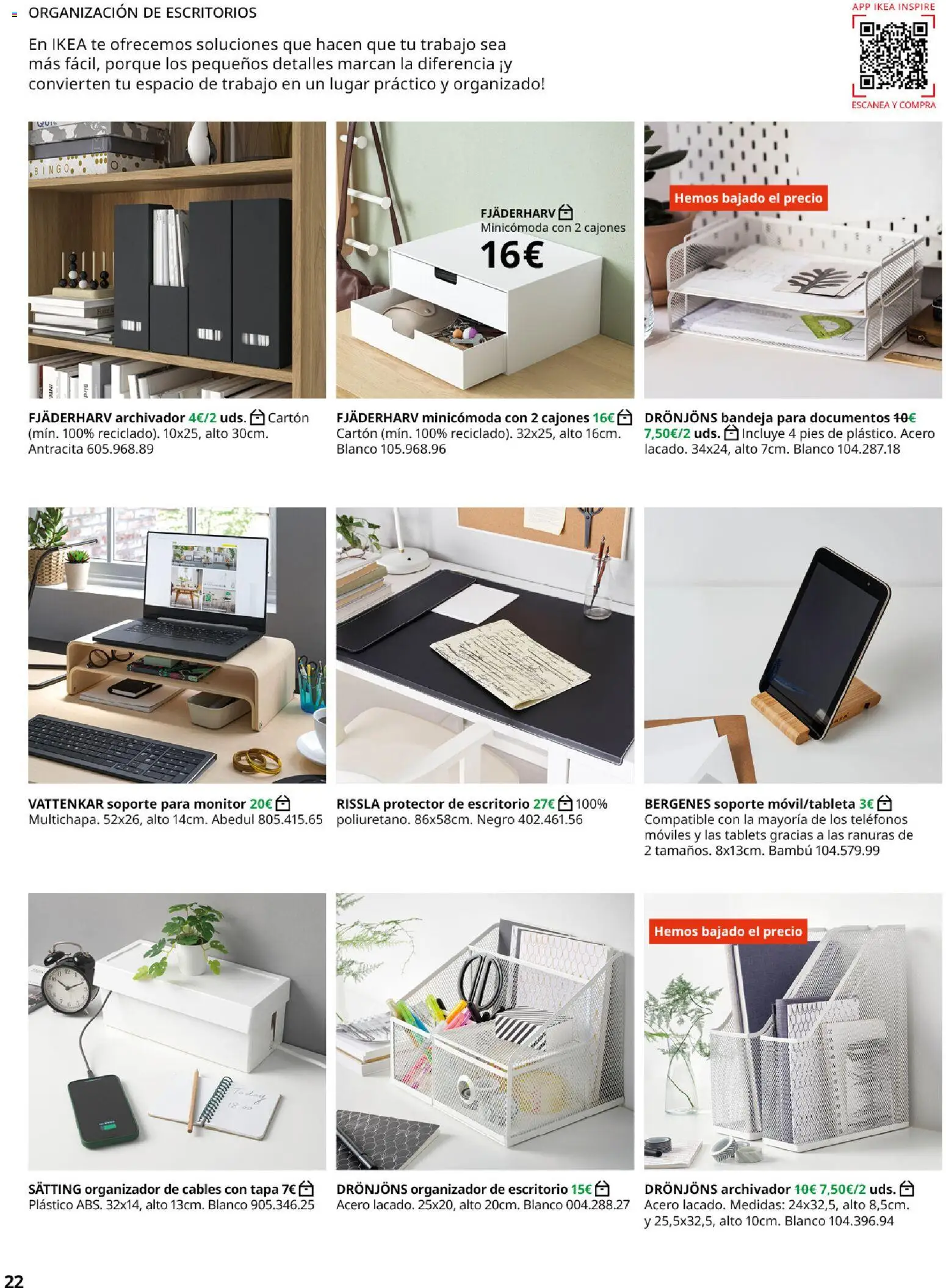 Catálogo IKEA Oficina profesional │ válido desde el 01/02/2026 | Página: 22 | Productos: Organizador, Té, Archivador, Monitor