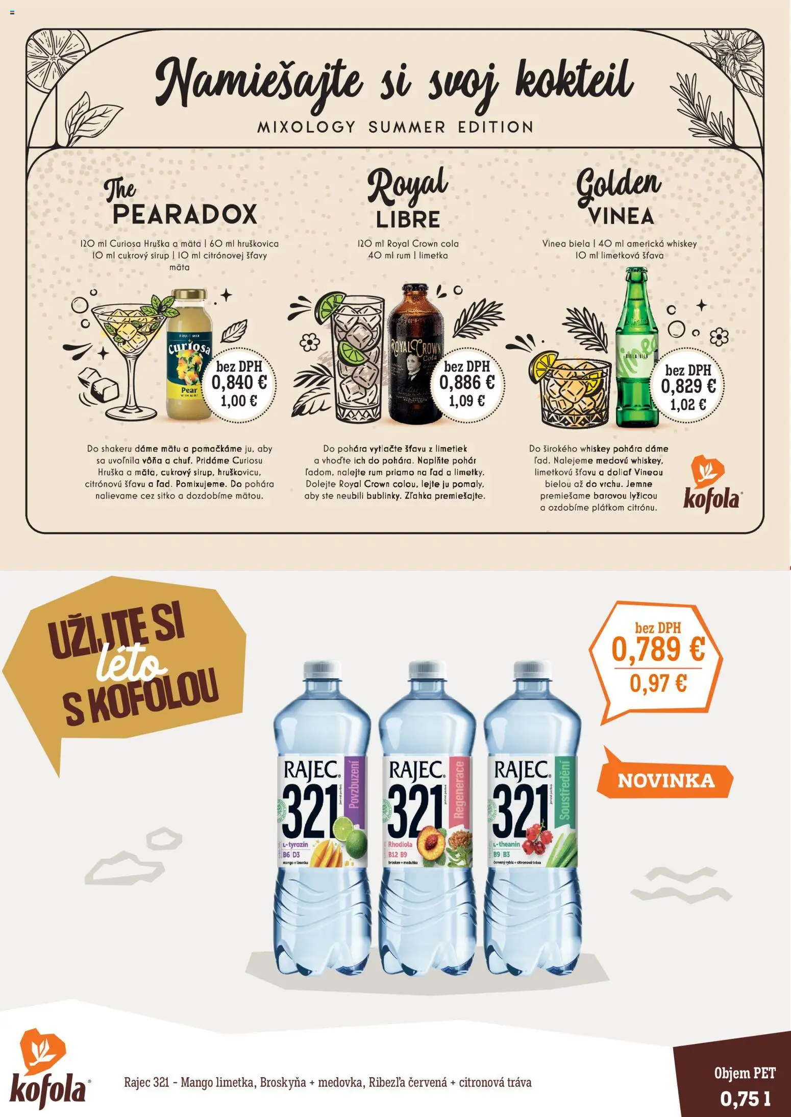 Nové CBA Verex akcie – leták je platný od 01.07.2026 | Strana: 3 | Produkty: Limetka, Rajec, Mango, Rum