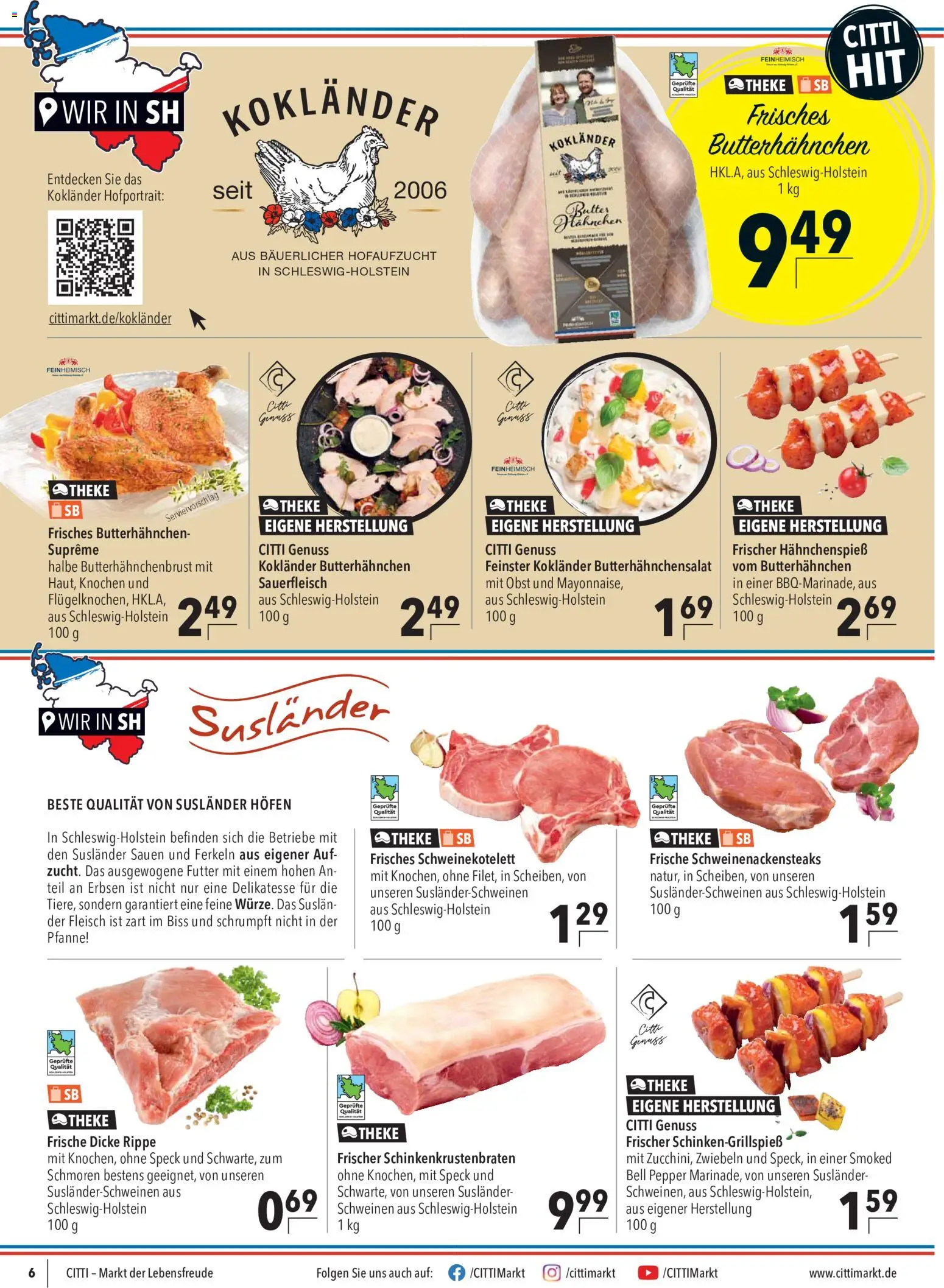 CITTI Markt Prospekt – gültig ab 02.09.2026 | Seite: 6 | Produkte: Hahnchen, Butter, Theke, Obst